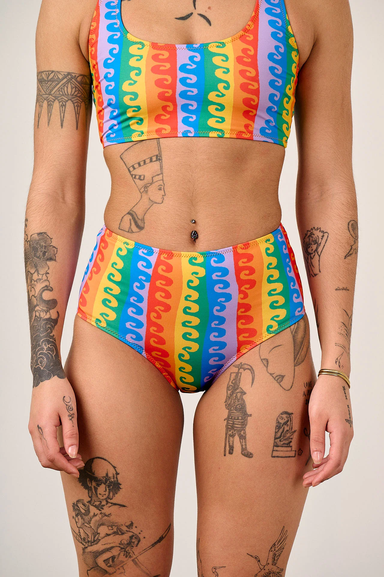 Bronte - High Rise Bikini Bottoms in Rainbow Wave - Image 2