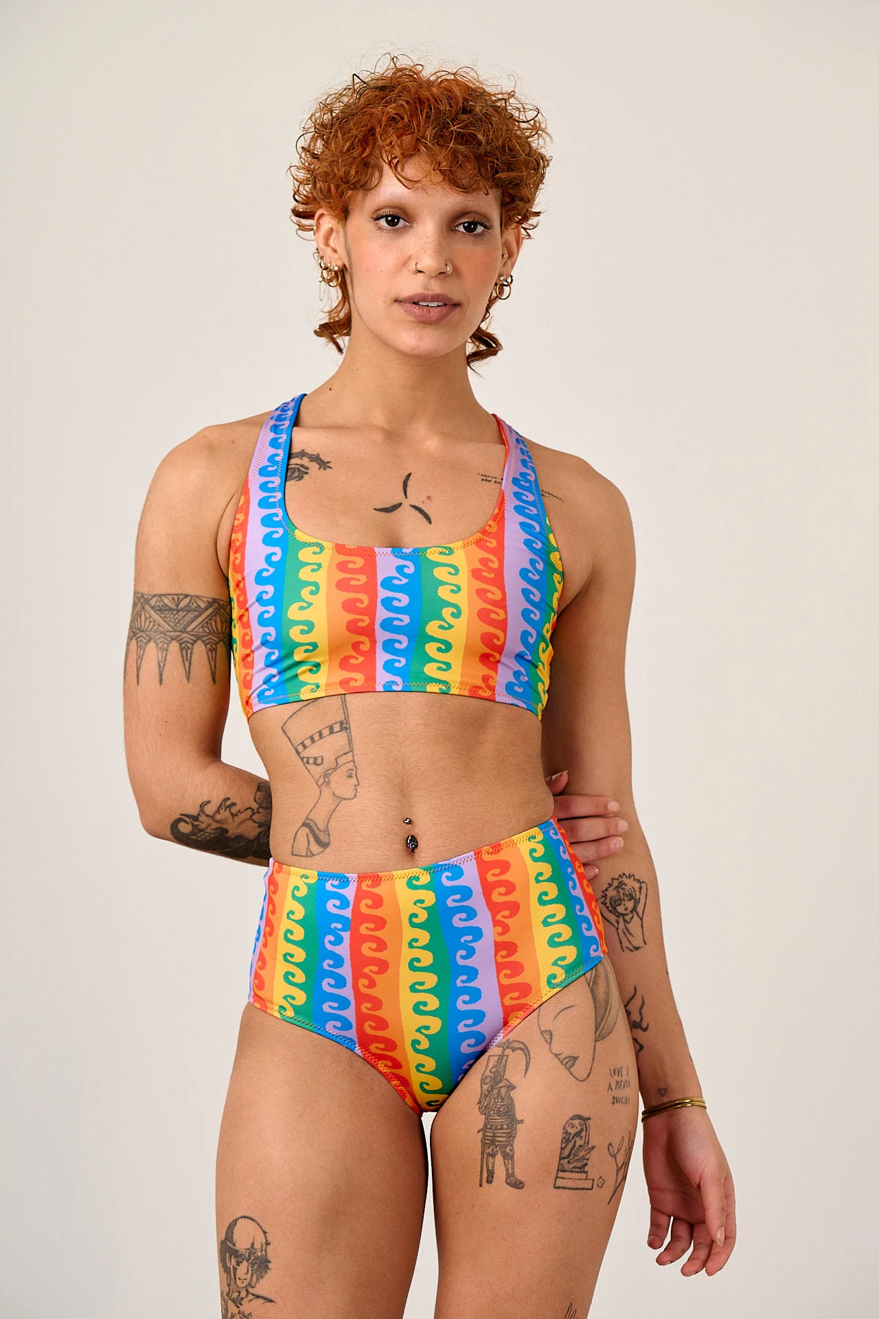 Bronte - High Rise Bikini Bottoms in Rainbow Wave - Image 4