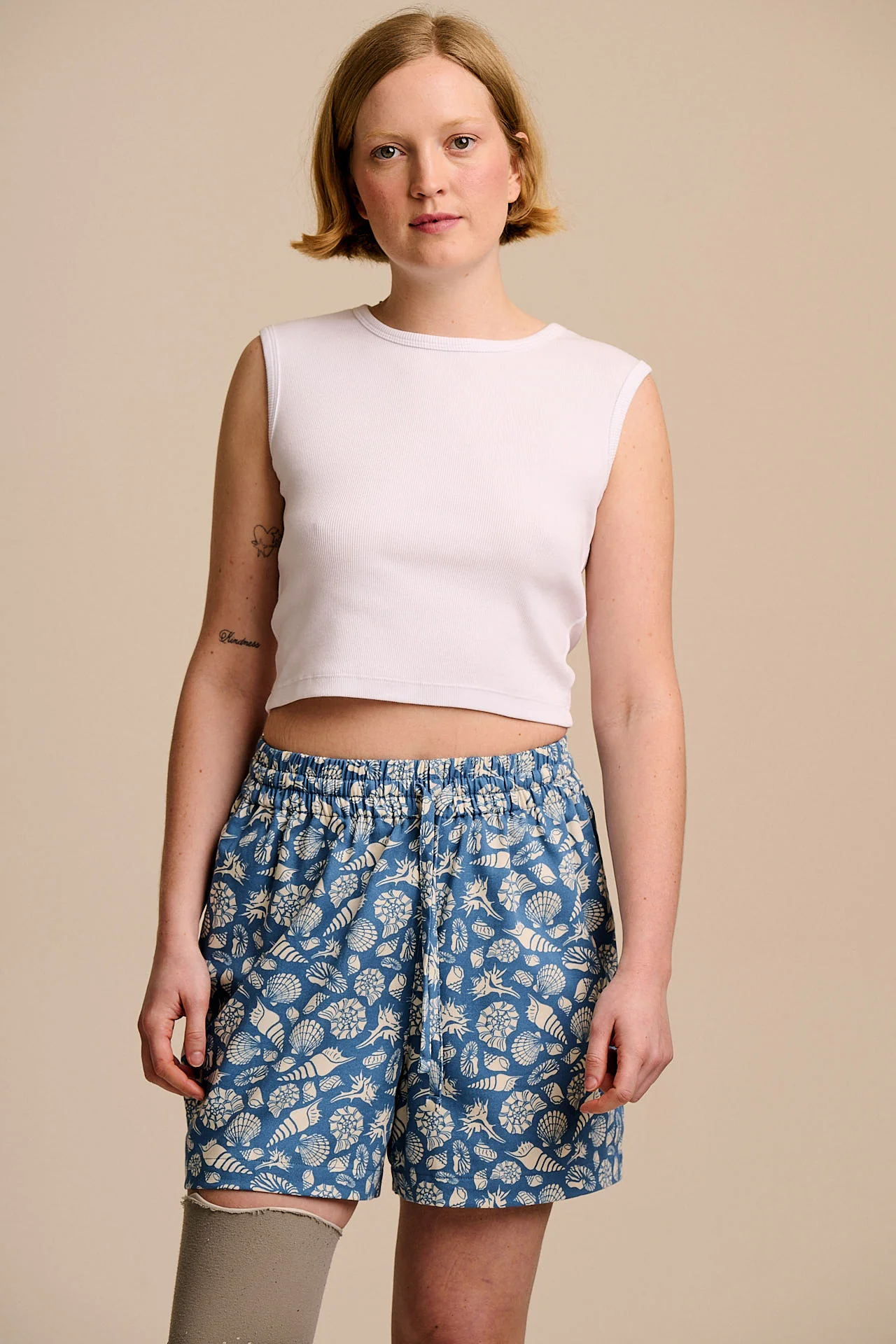 Charlie - Cotton Shorts in Blue Shells - Image 4