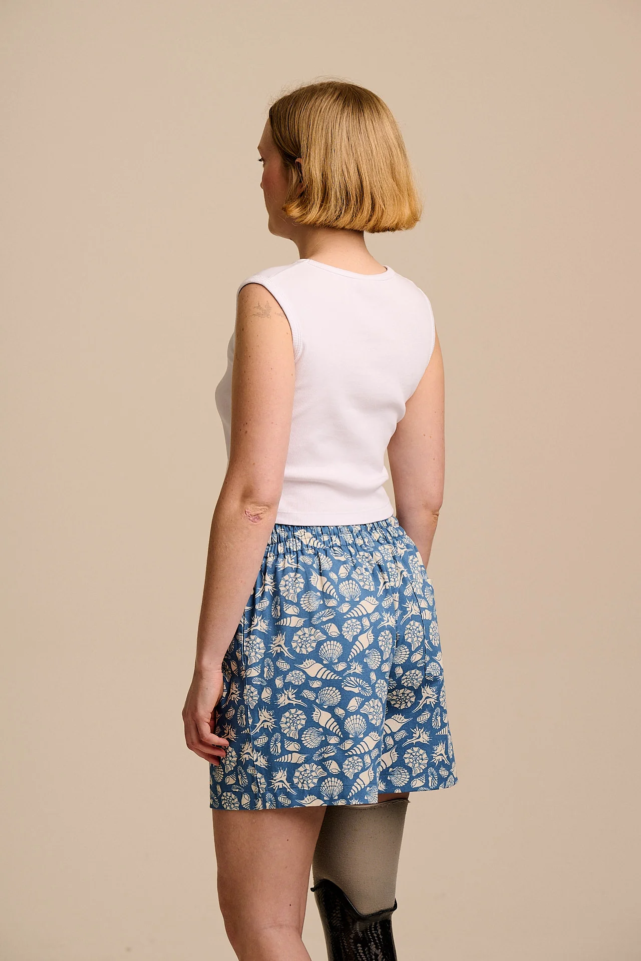 Charlie - Cotton Shorts in Blue Shells - Image 5