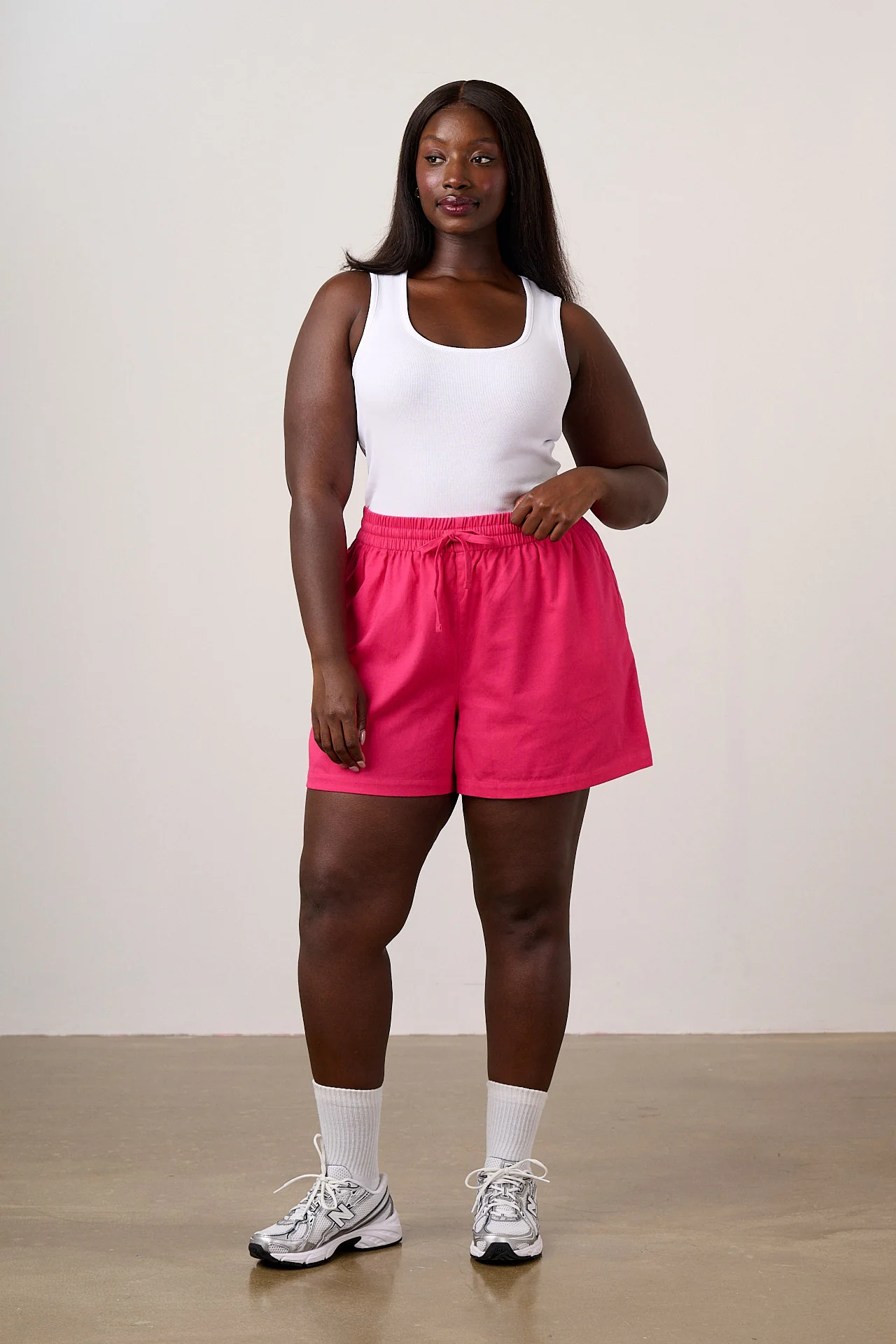 Charlie - Cotton Beach Shorts in in Fuchsia Rose - Image 3