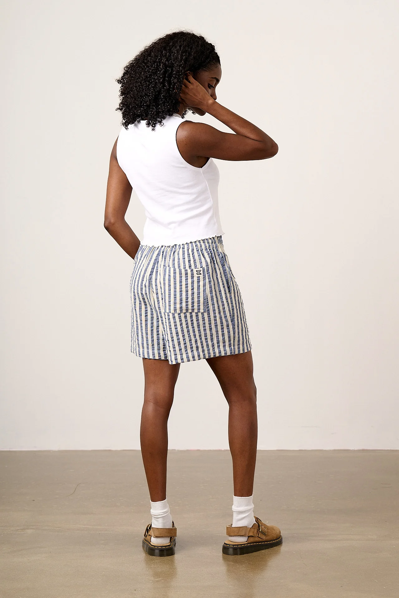 Charlie - Cotton Beach Shorts in Navy Stripe - Image 6