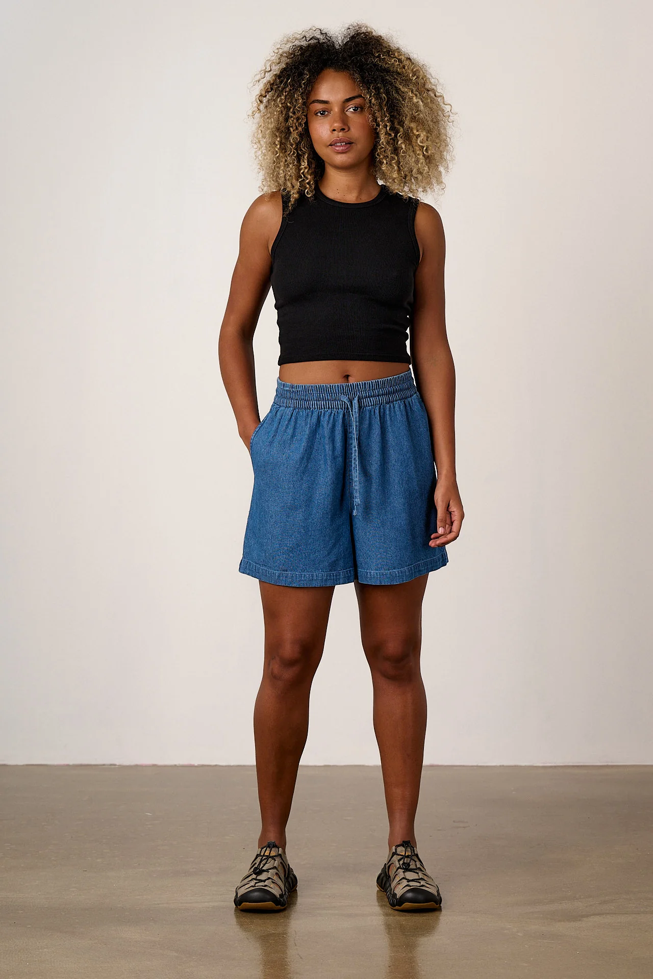 Charlie - Cotton Shorts in Mid Blue - Image 3