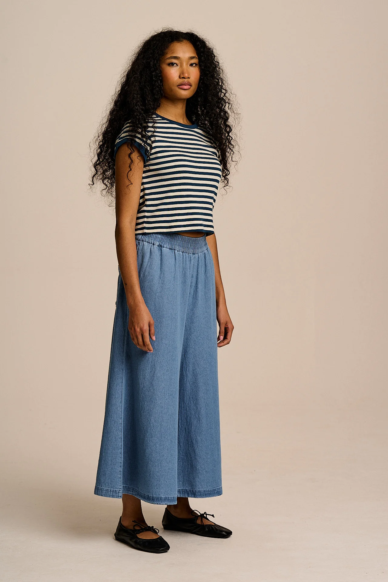 Chase - Cotton Culotte Trousers in Light Blue - Image 9