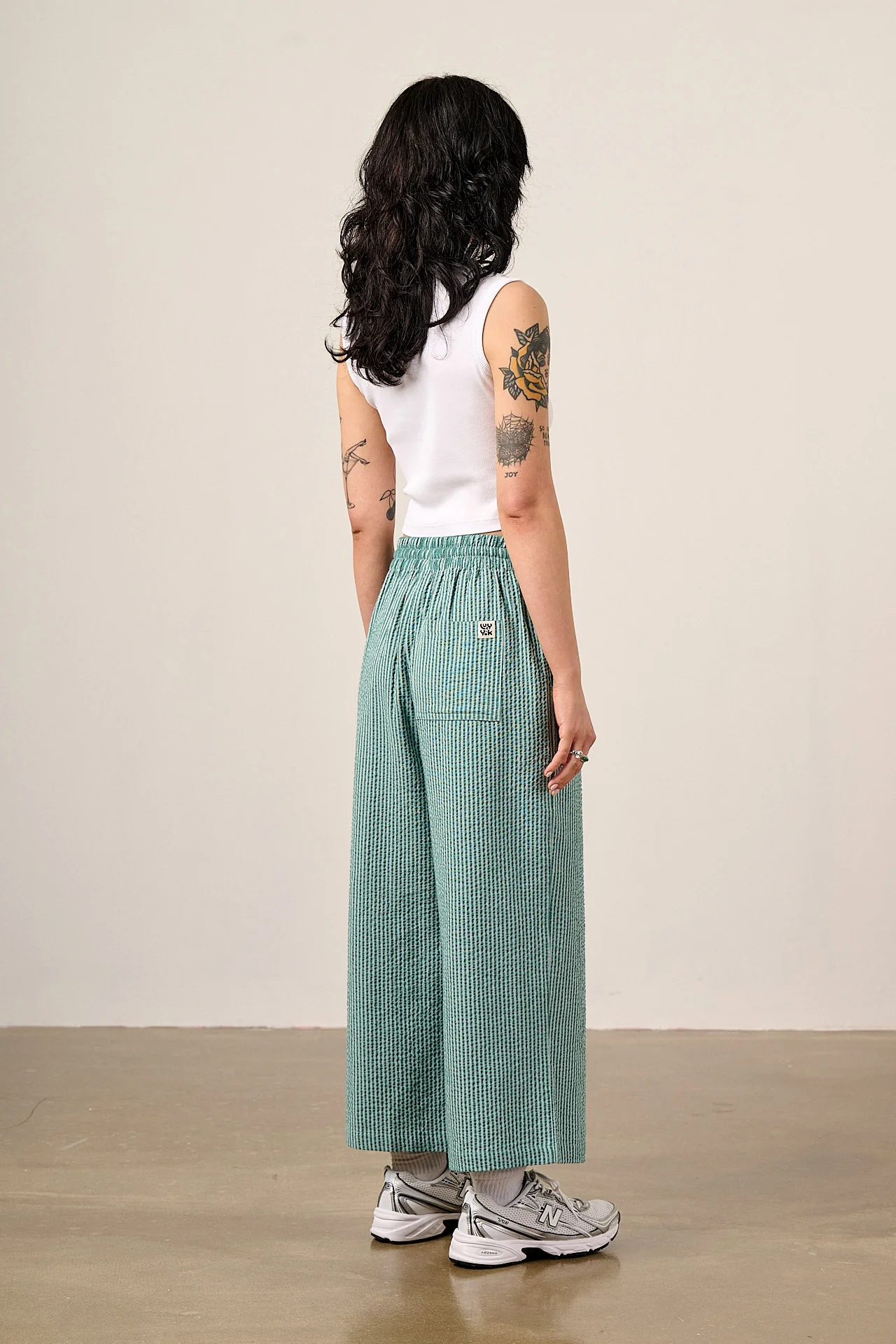 Chuck - Cotton Trousers in Teal Stripe - Image 5