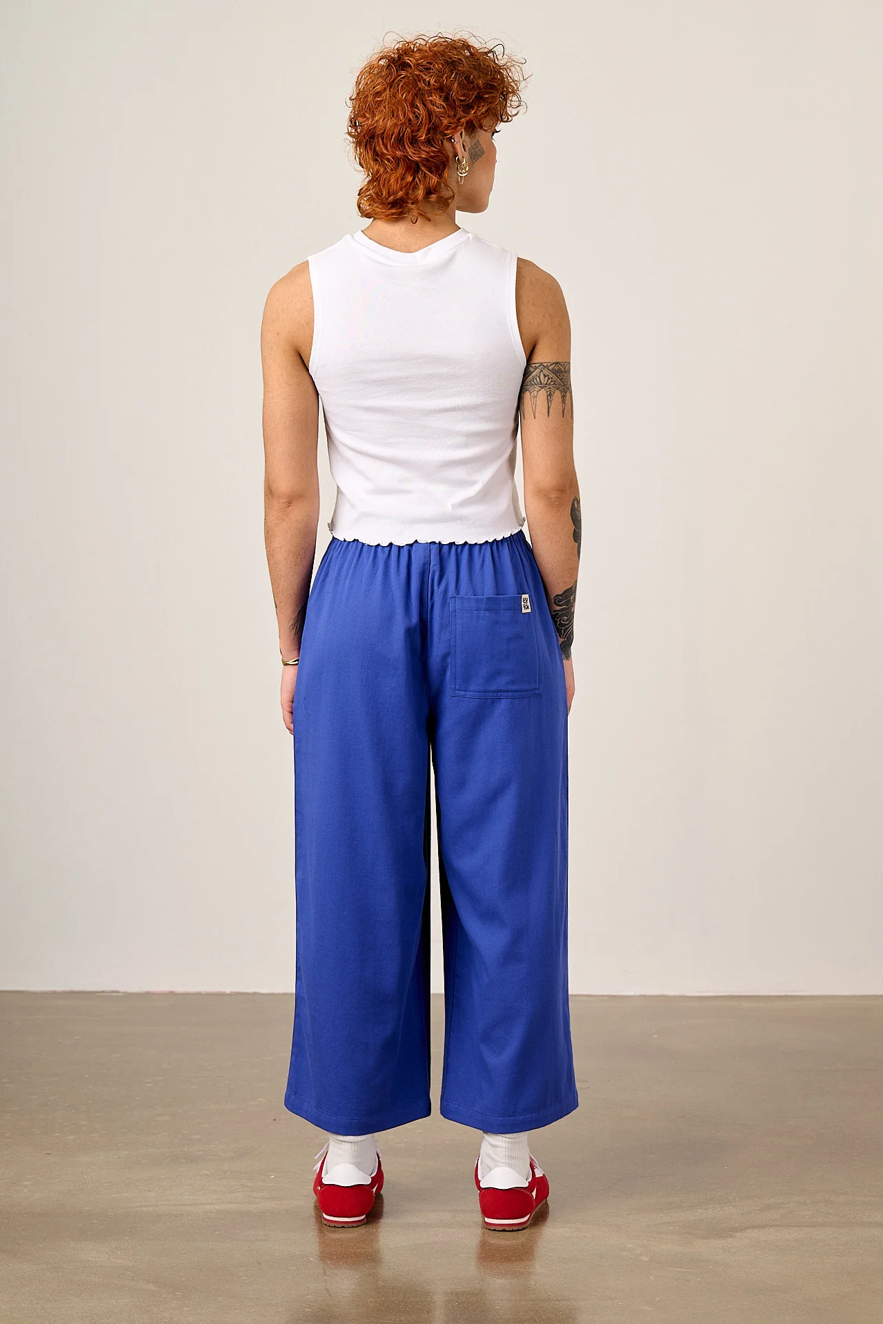 Chuck - Wide Leg Cotton Trousers in Dazzling Blue - Image 5