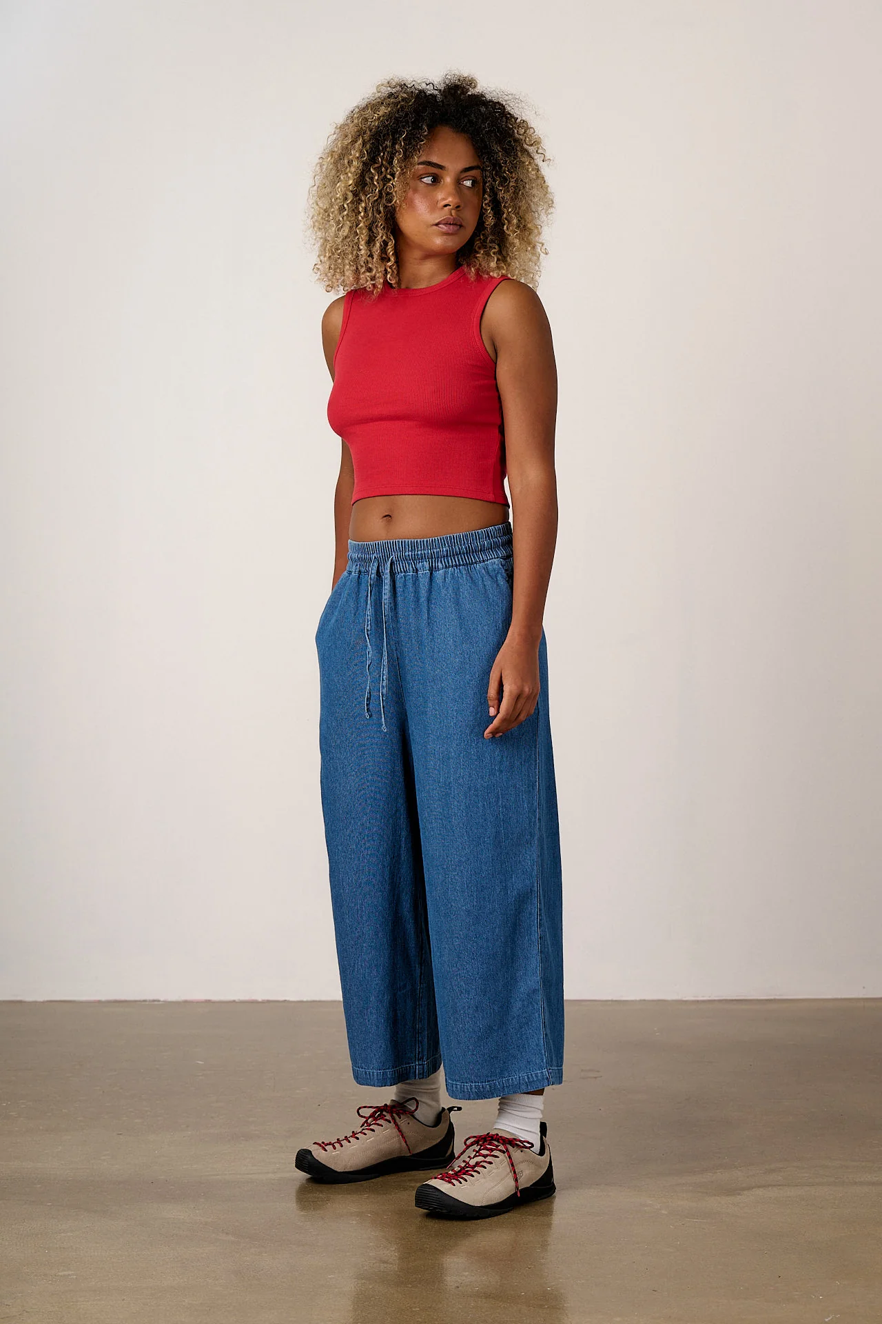 Chuck - Cotton Trousers in Mid Blue - Image 3