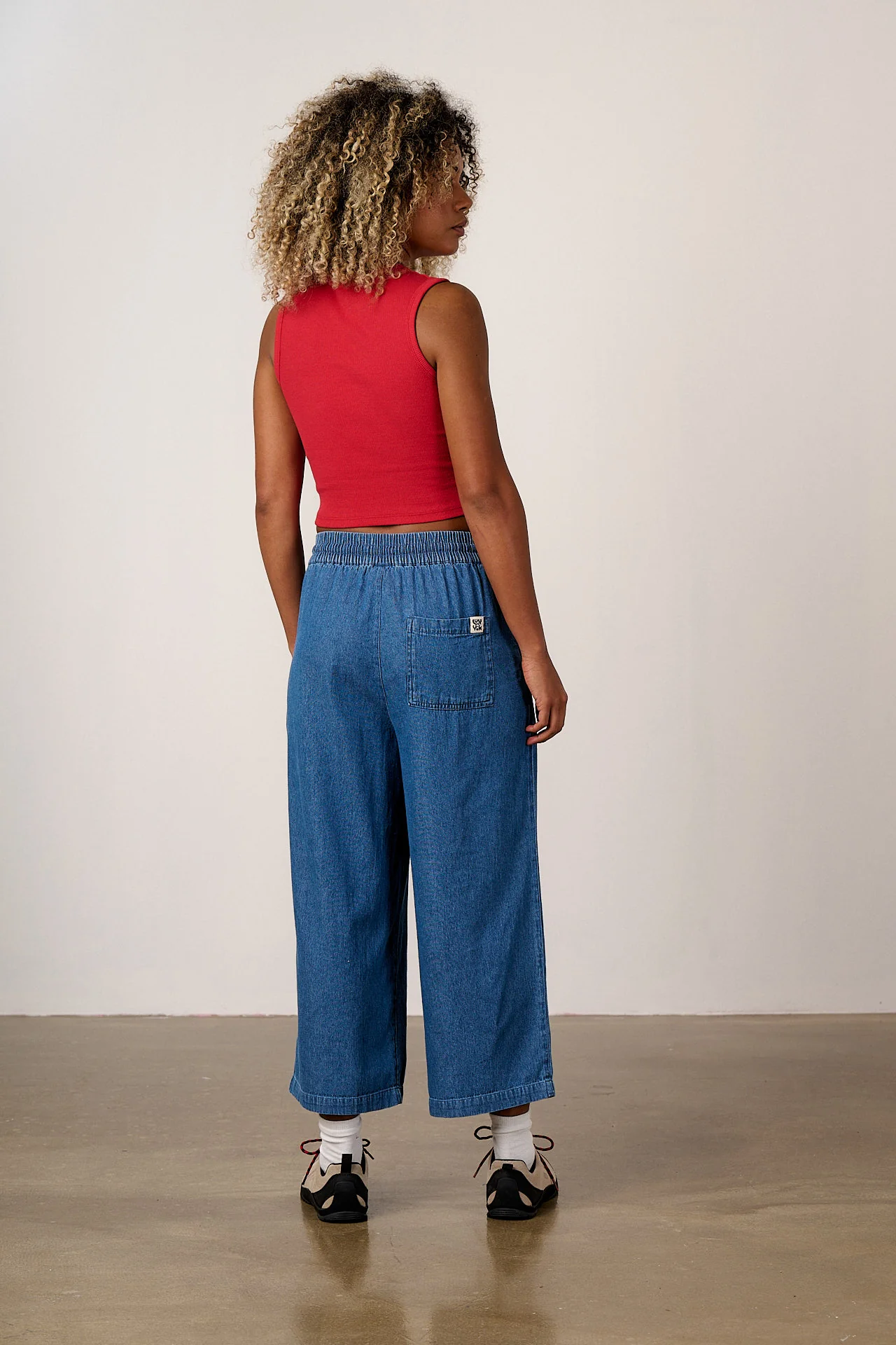 Chuck - Cotton Trousers in Mid Blue - Image 5