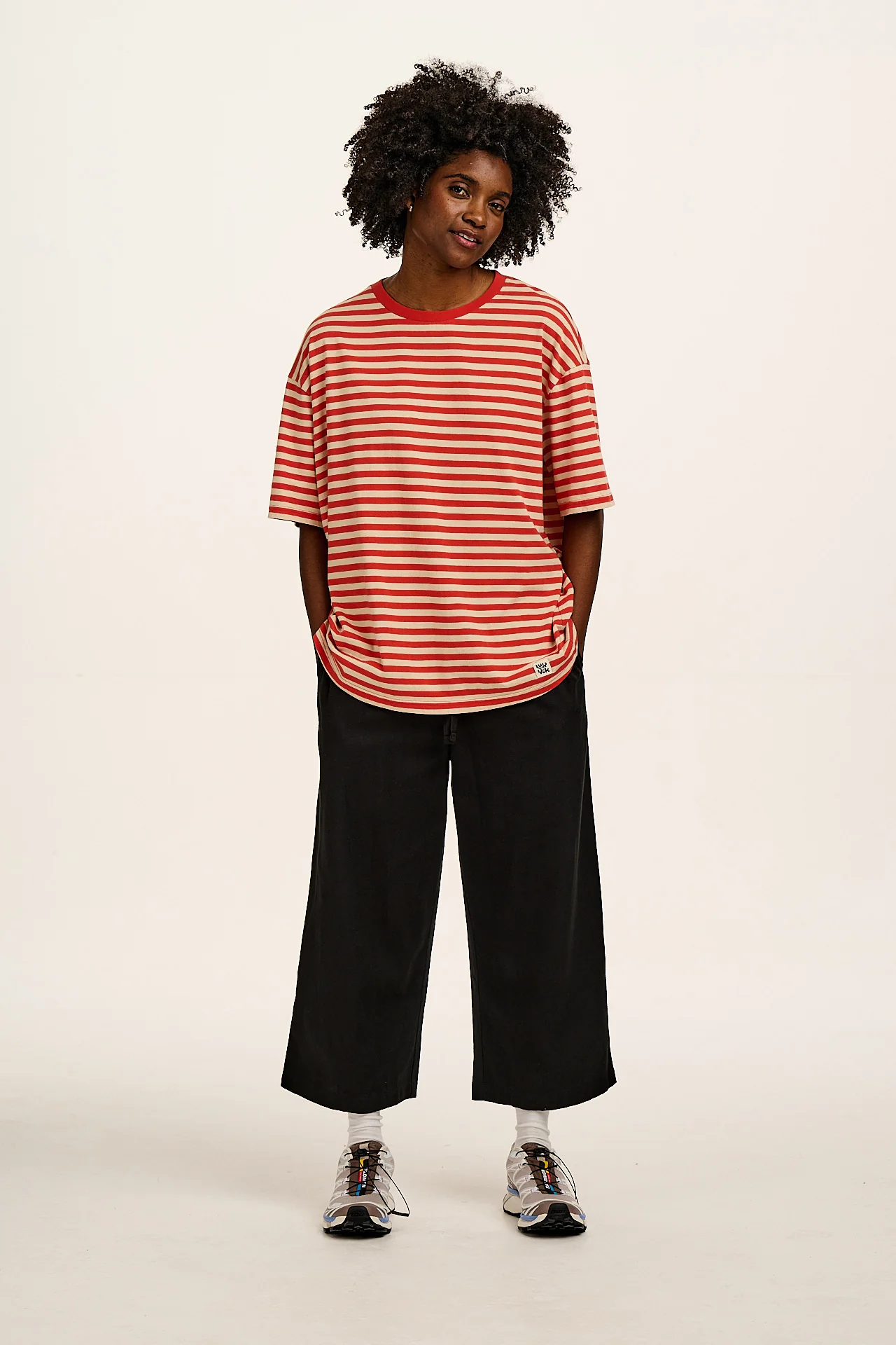 Chuck - Wide Leg Cotton Trousers in Black - Image 7