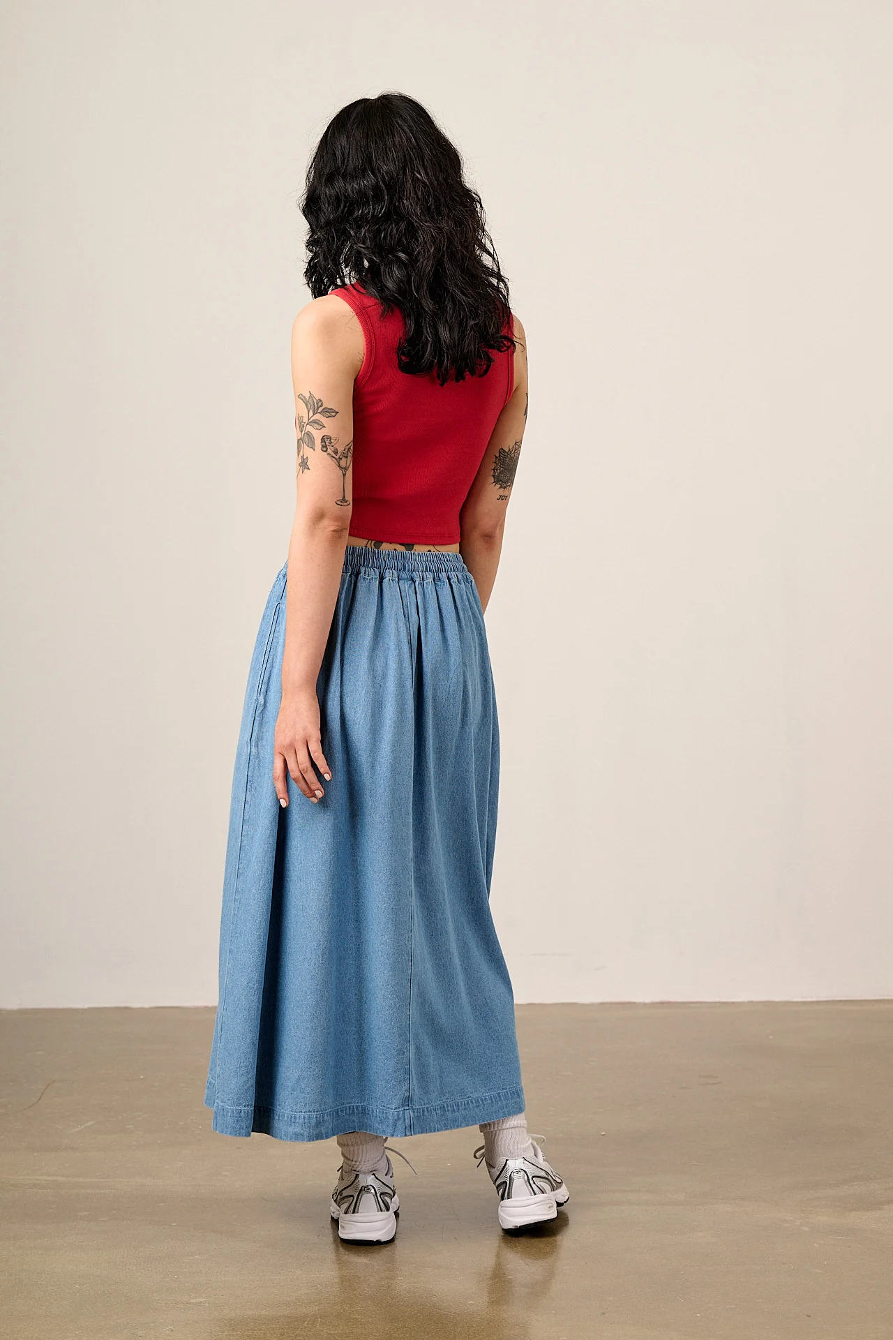 Clara - Cotton Midi Skirt in Light Blue - Image 5