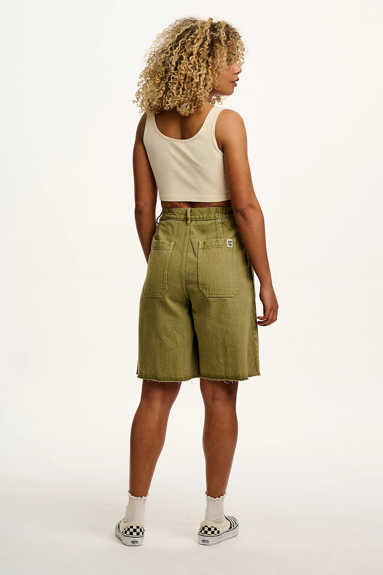 Cole - Denim Shorts in Khaki Green - Image 4