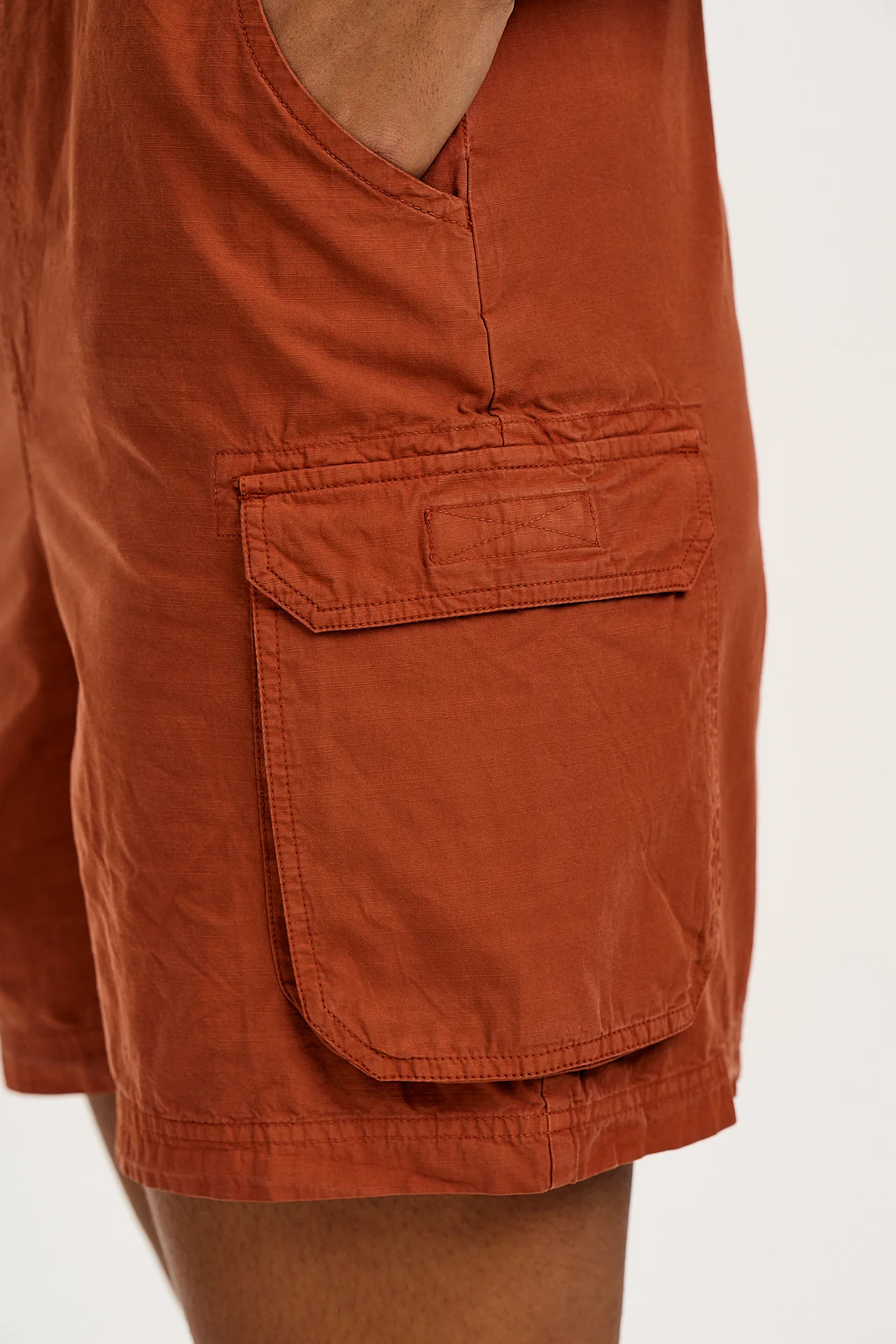 Colorado - Cotton Cargo Dungaree Shorts in Amber Orange - Image 6