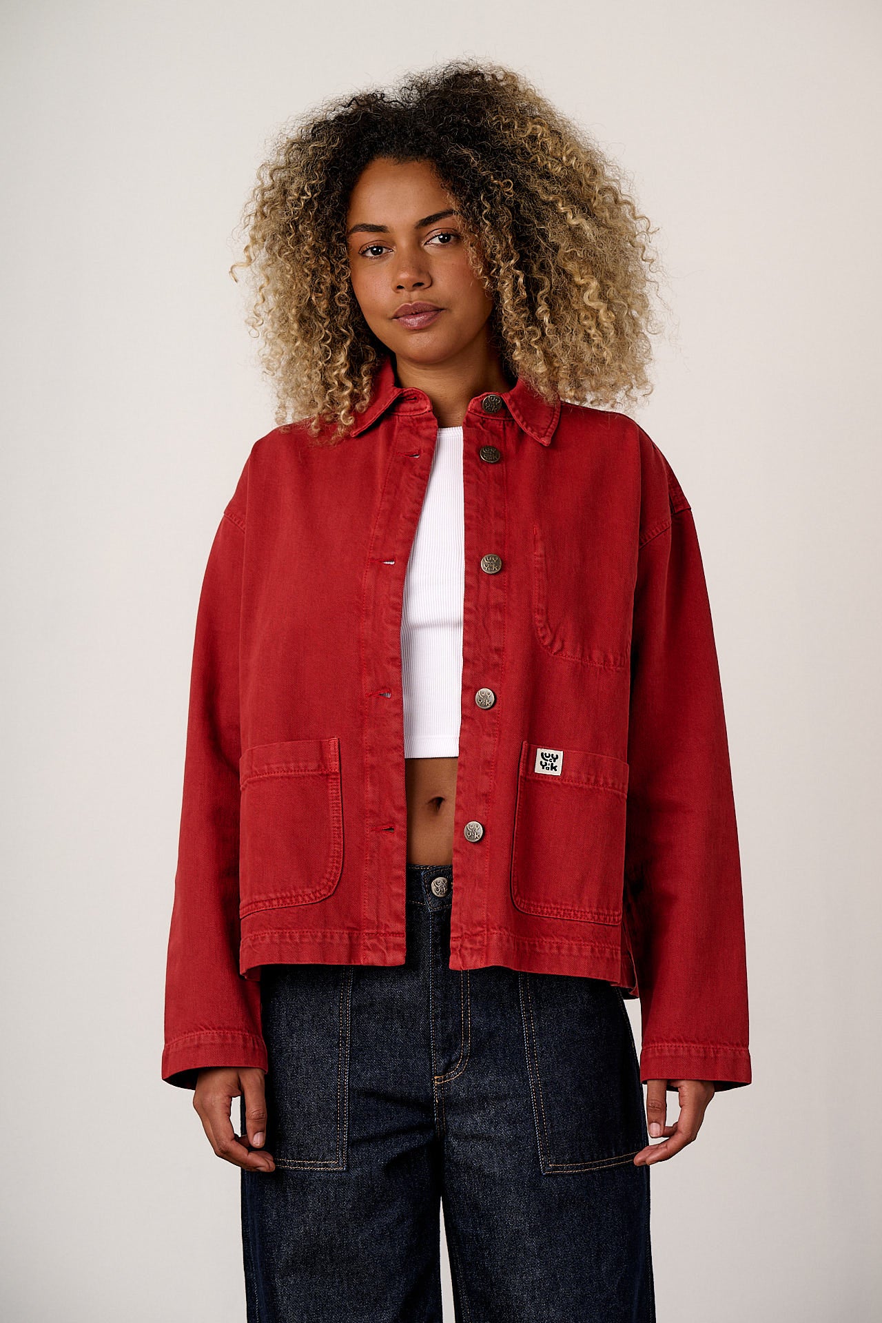 Connie - Denim Jacket in True Red Wash - Image 2