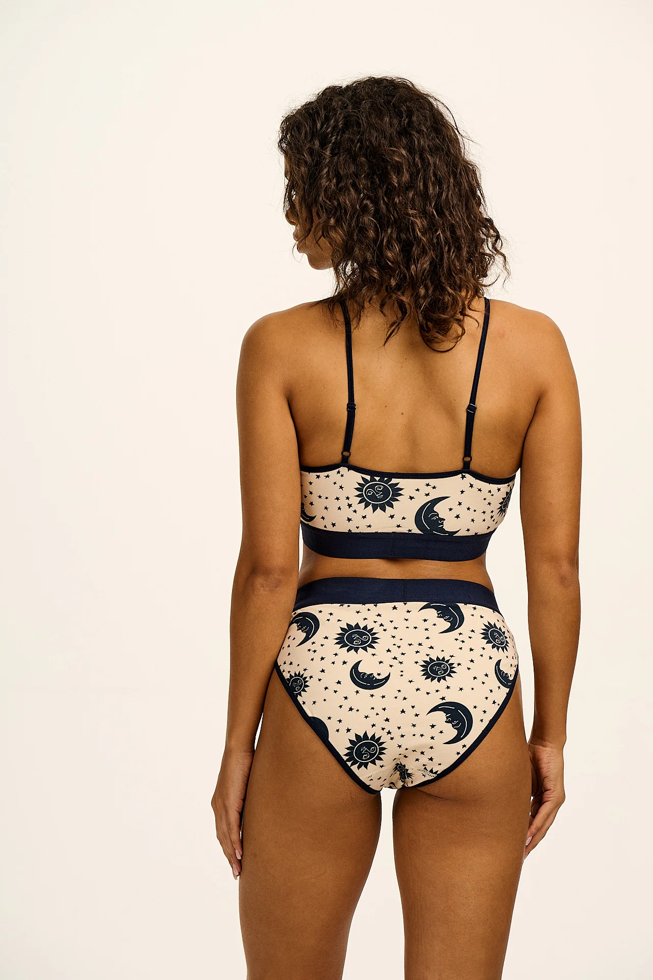 Cora - Cotton & Bamboo Bikini Pant in Ecru Celestial Print - Image 2
