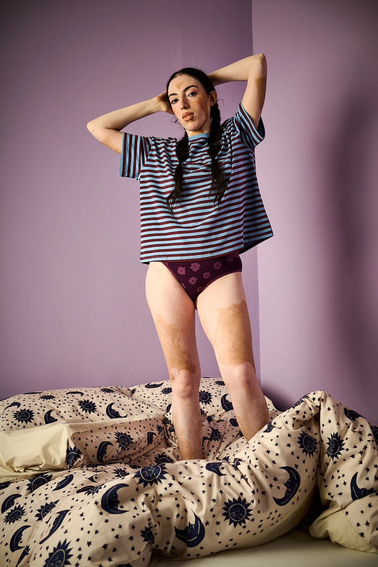 Cora - Cotton & Bamboo Bikini Pant in Purple Delano - Image 2