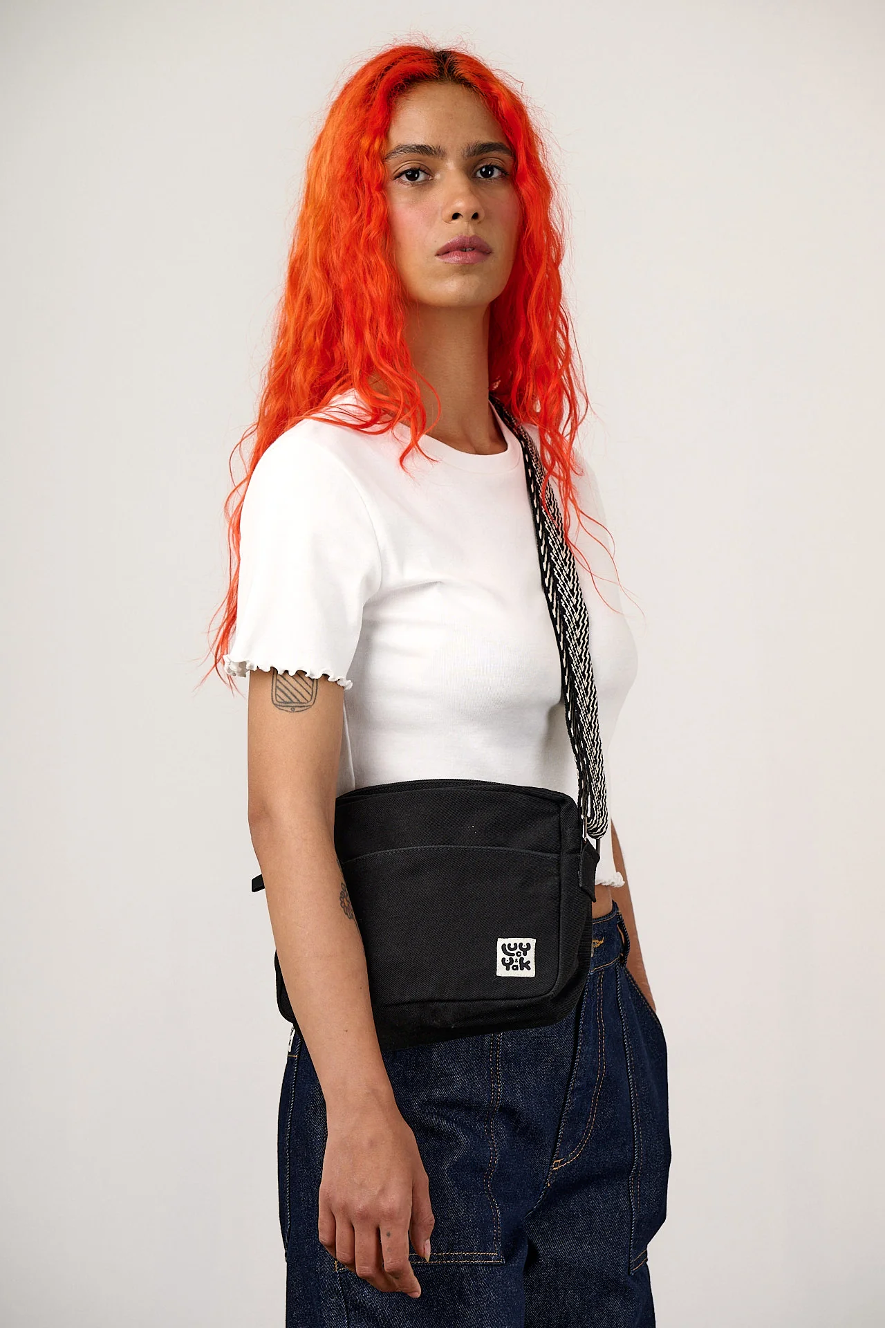 Dara - Cotton Crossbody Bag in Black - Image 3