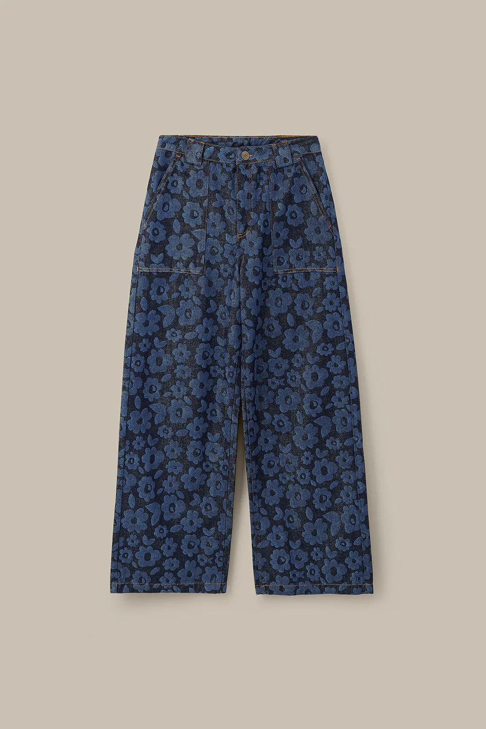 Delores - Wide Leg Denim Jeans in Indigo Vida Floral - Image 10