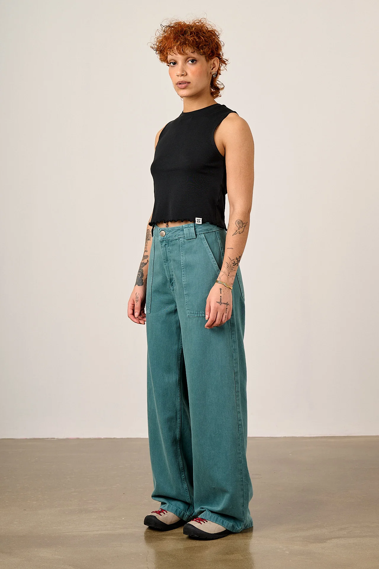 Delores - Wide Leg Denim Jeans in Pagoda Blue - Image 3