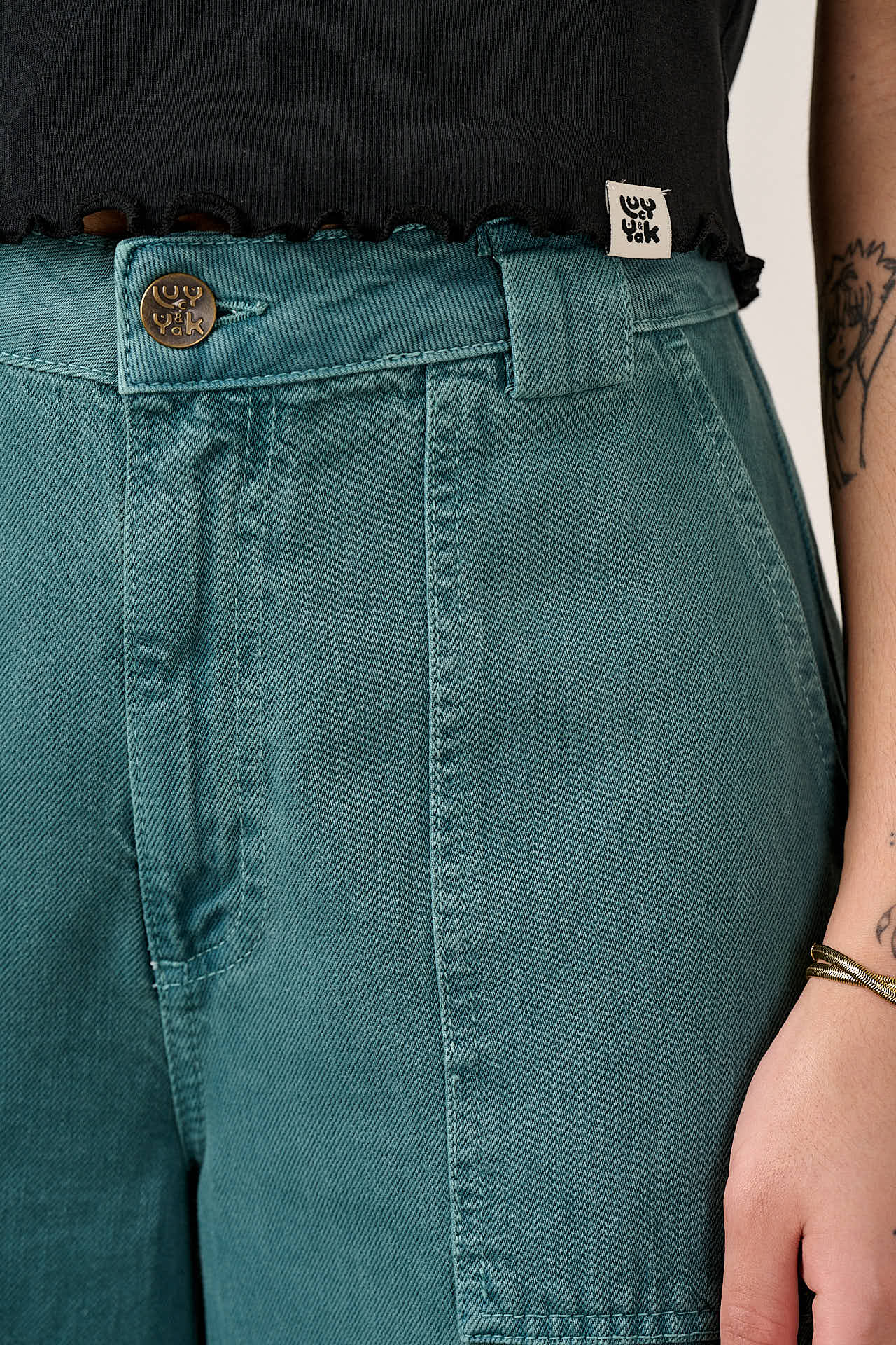 Delores - Wide Leg Denim Jeans in Pagoda Blue - Image 4