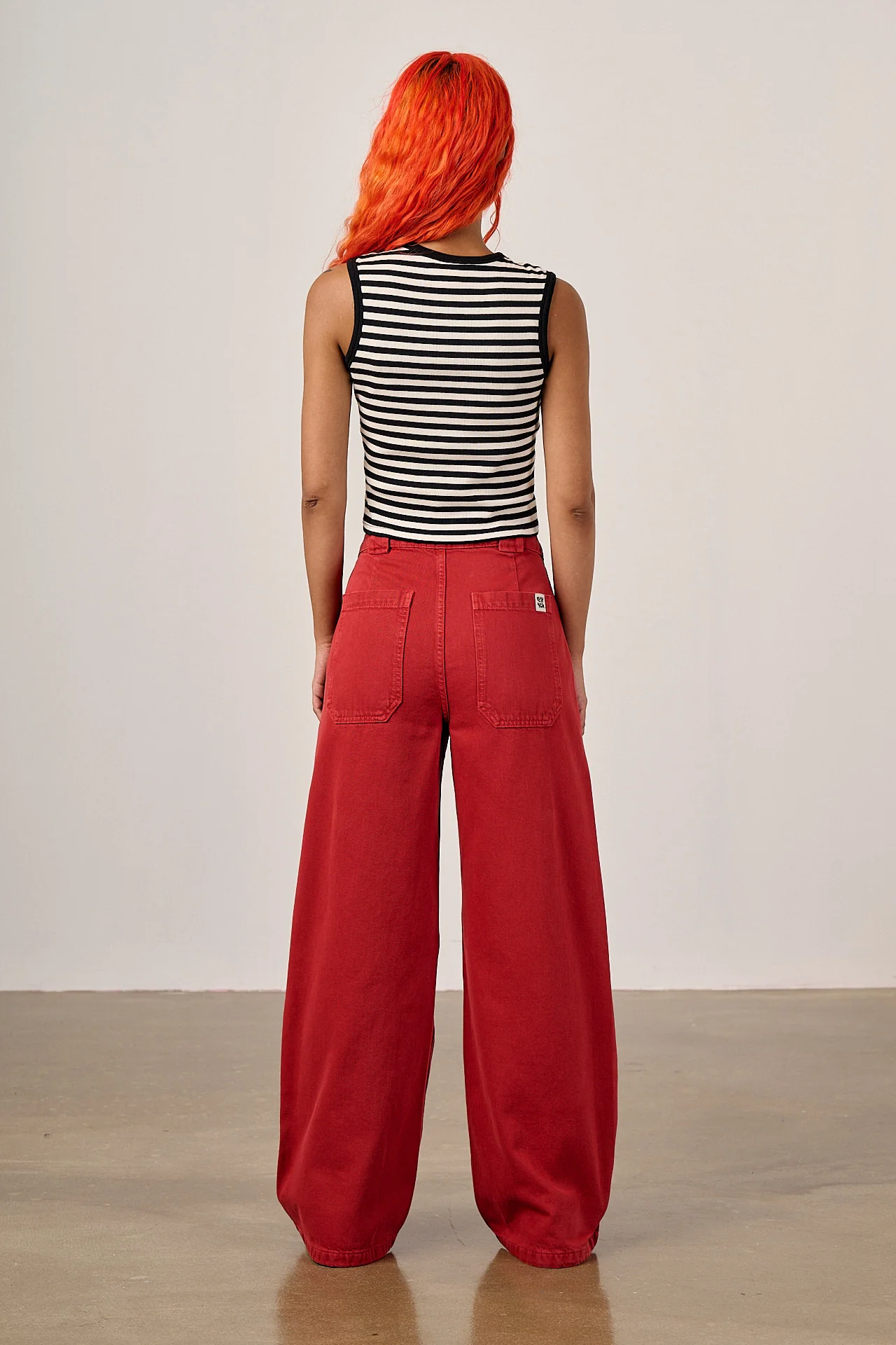 Delores - Wide Leg Denim Jeans in Red Wash - Image 4