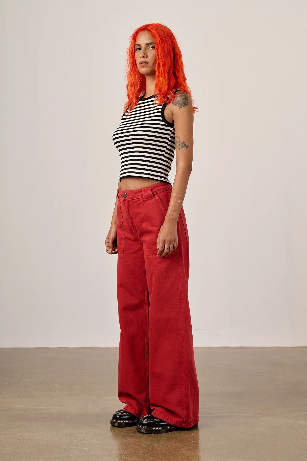 Delores - Wide Leg Denim Jeans in Red Wash - Image 6