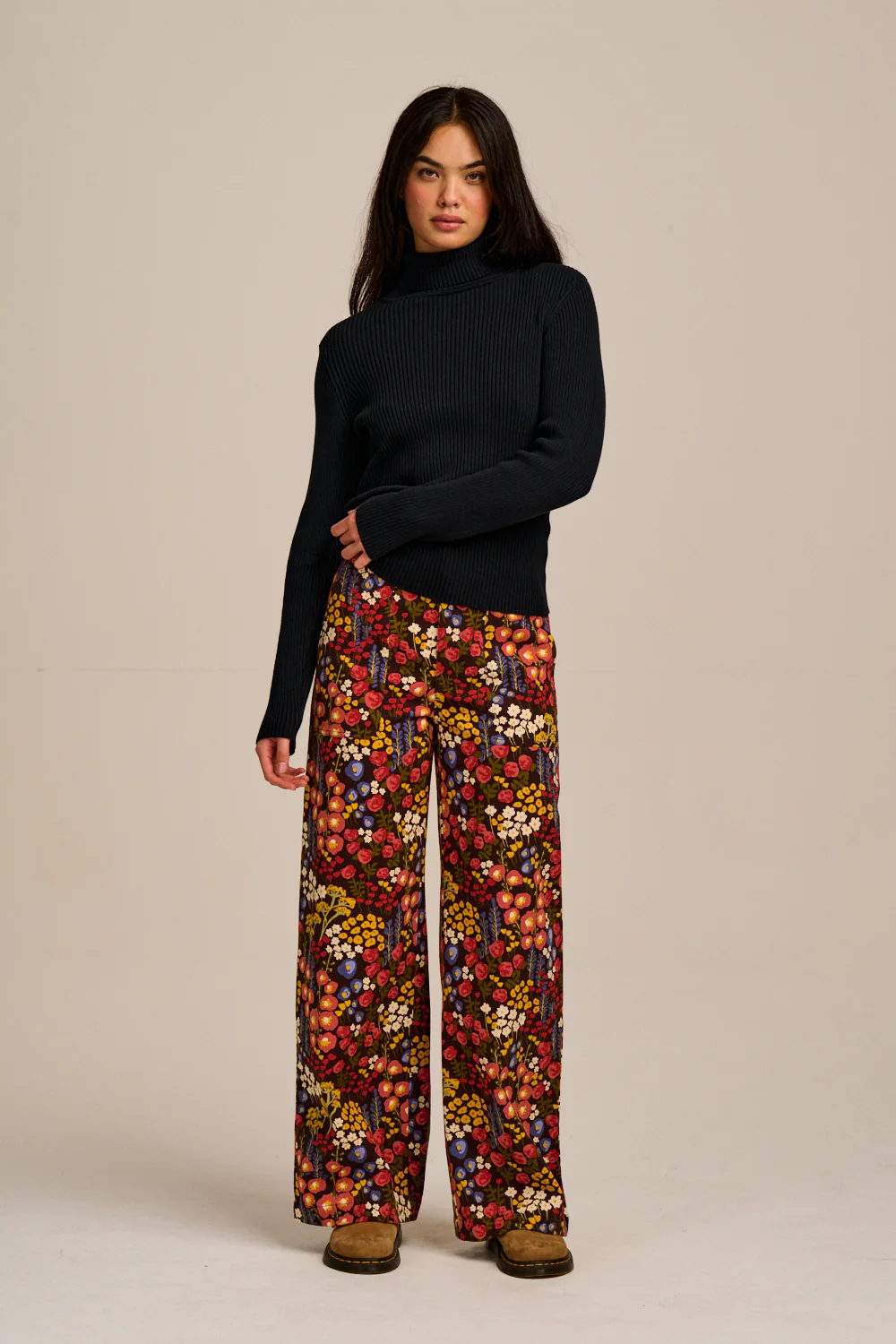 Delores - Wide Leg Cotton Jeans in Winter Garden - Image 3