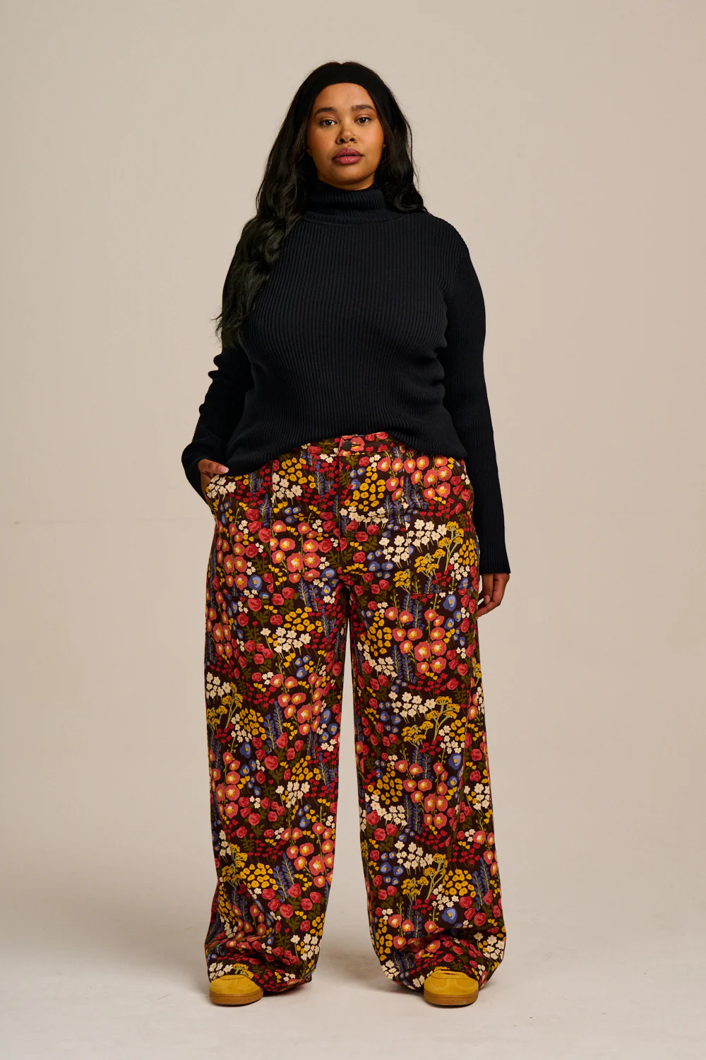 Delores - Wide Leg Cotton Jeans in Winter Garden - Image 5