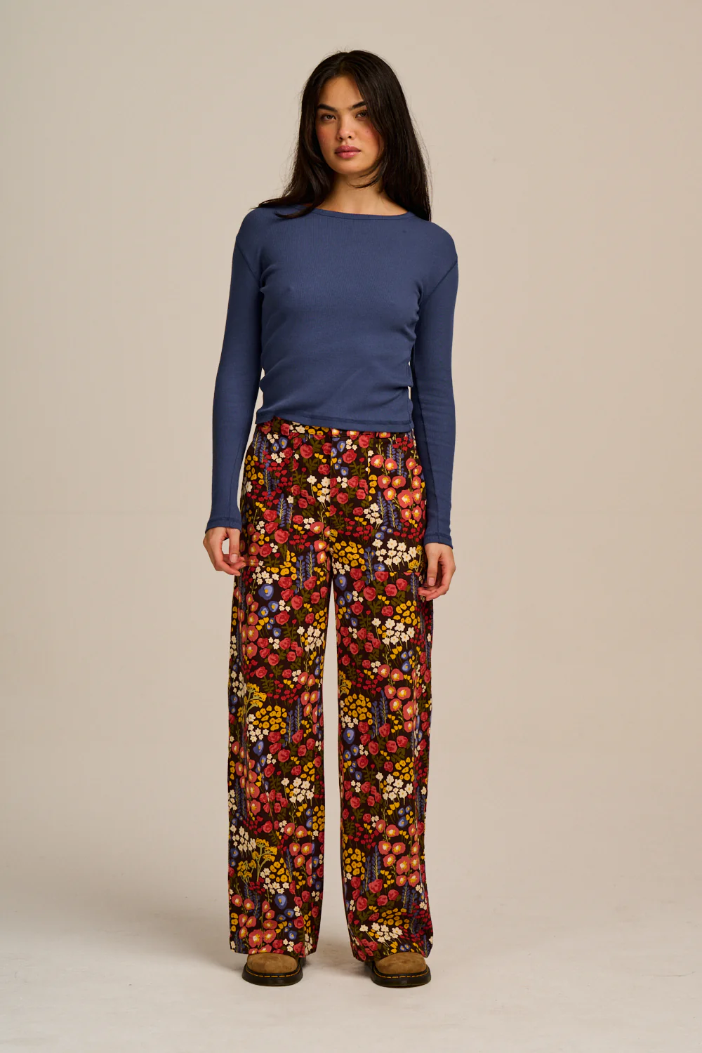 Delores - Wide Leg Cotton Jeans in Winter Garden - Image 8