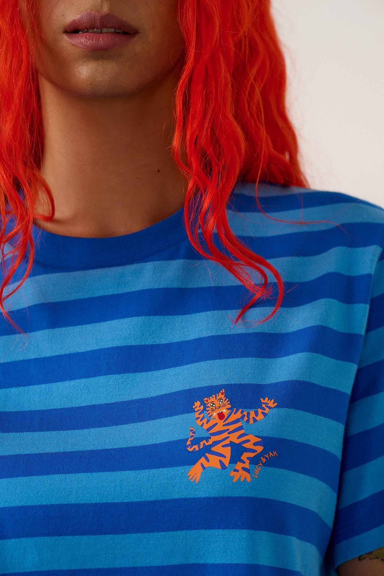 Denver - Cotton T-Shirt in Blue Tiger Stripe - Image 2