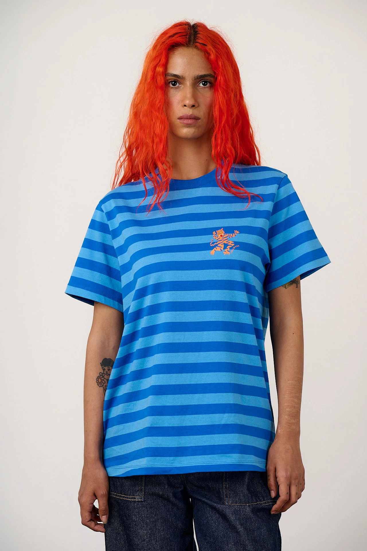Denver - Cotton T-Shirt in Blue Tiger Stripe - Image 3