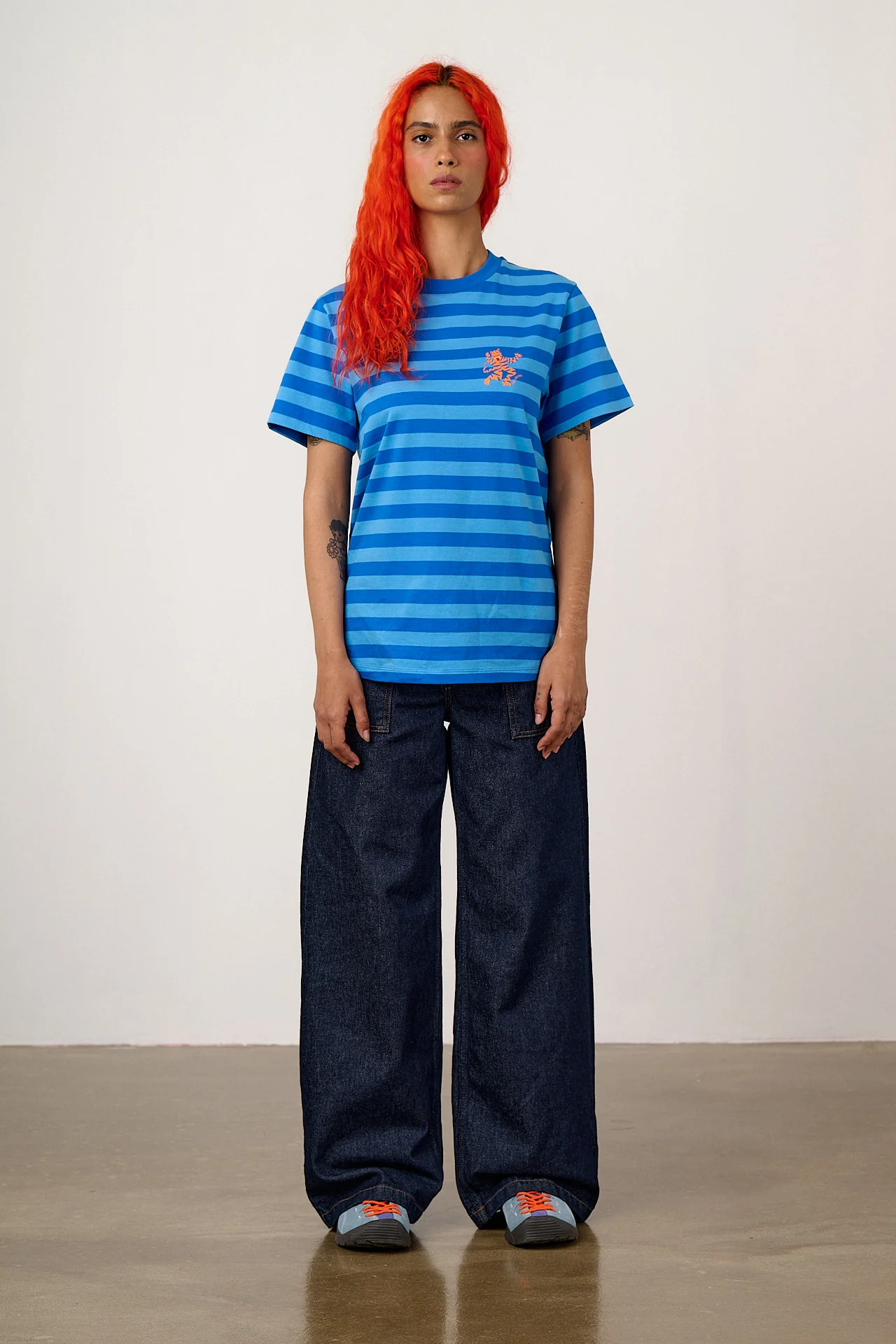 Denver - Cotton T-Shirt in Blue Tiger Stripe - Image 4