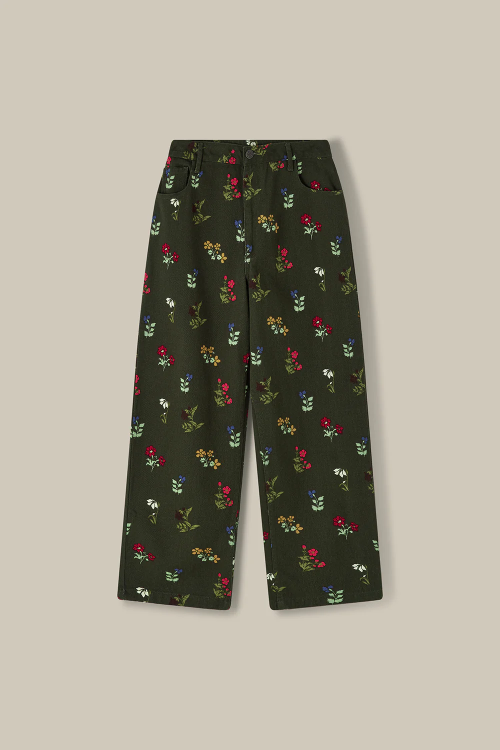 Drew - Cropped Straight Leg Cotton Trousers in Winter Blooms - Image 12