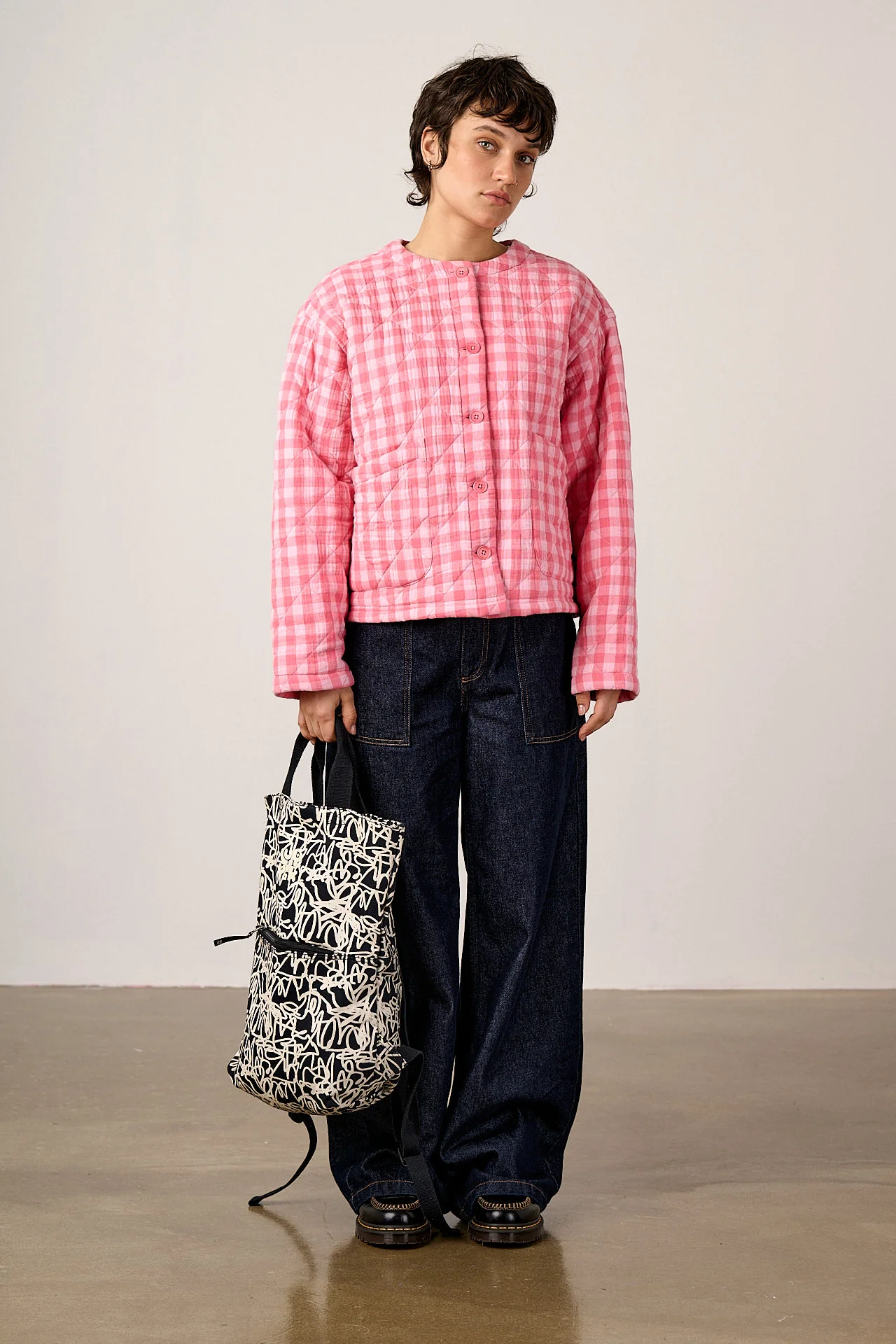 Dylan - Cotton Backpack in Black & White Graffiti Print - Image 3