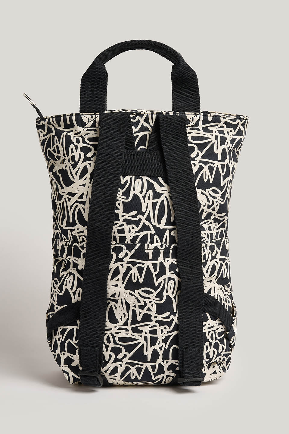 Dylan - Cotton Backpack in Black & White Graffiti Print - Image 5