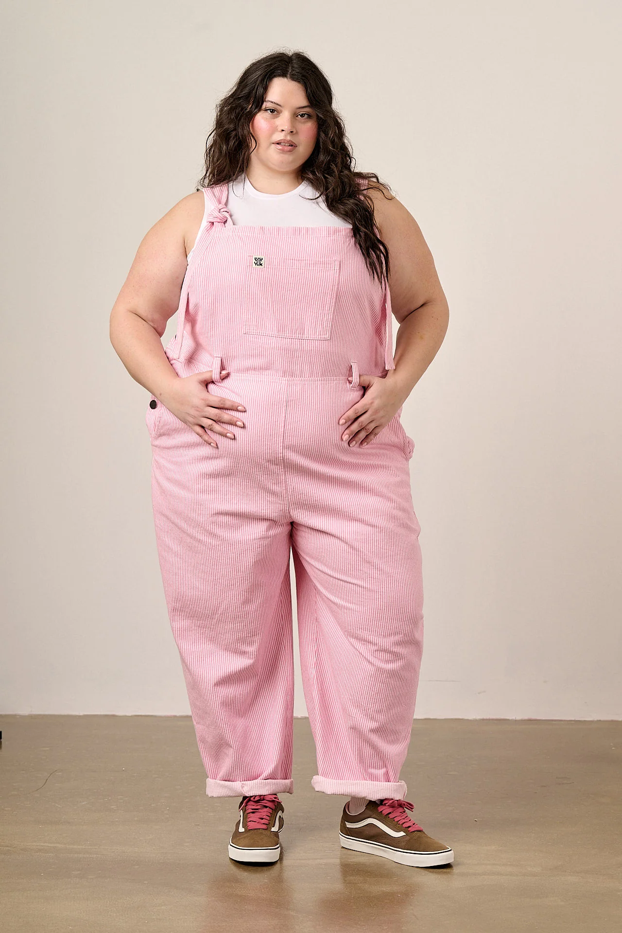 Easton - Cotton Dungarees in Pink Stripe - Image 3