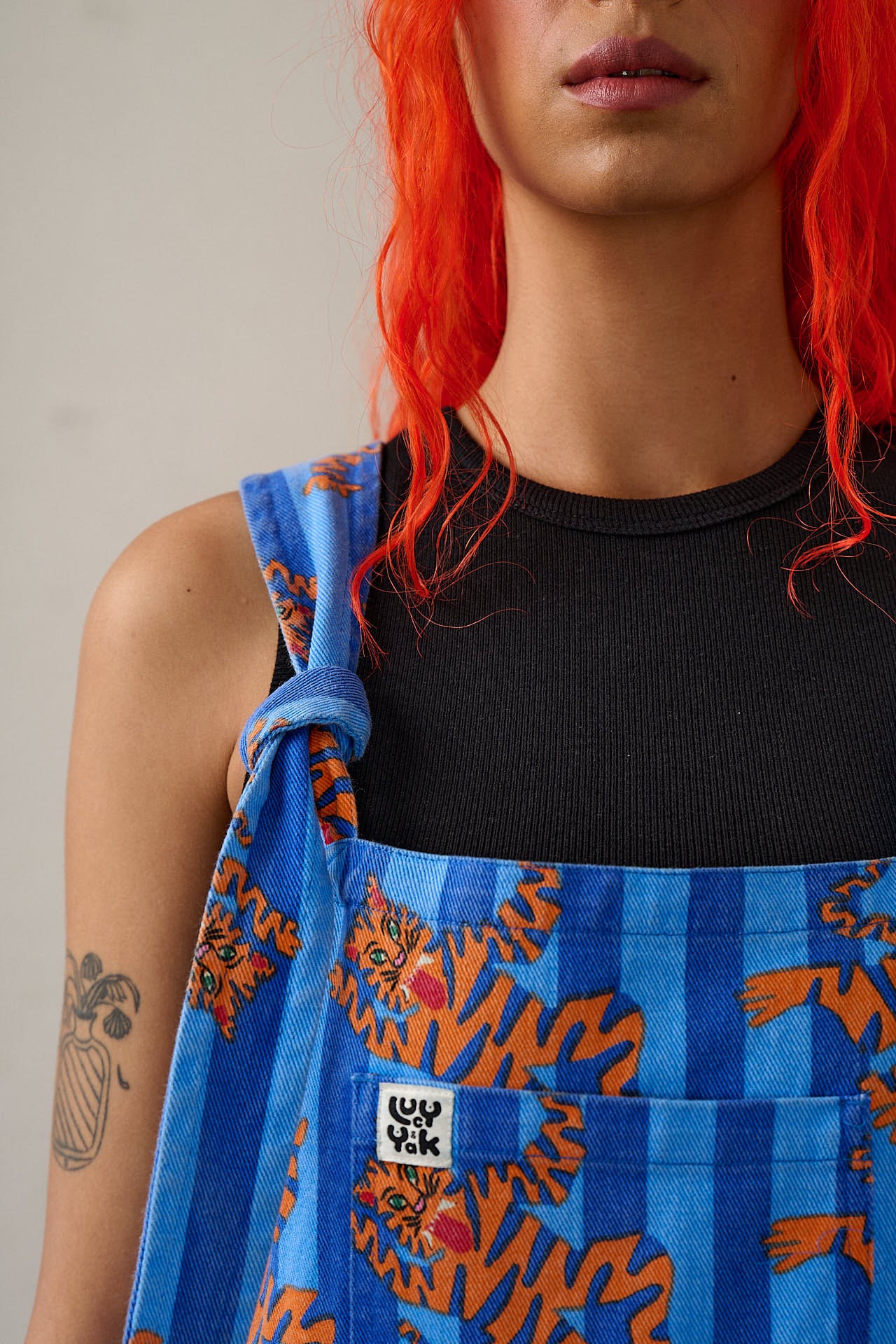 Easton - Cotton Dungarees in Blue Tiger Stripe - Image 3