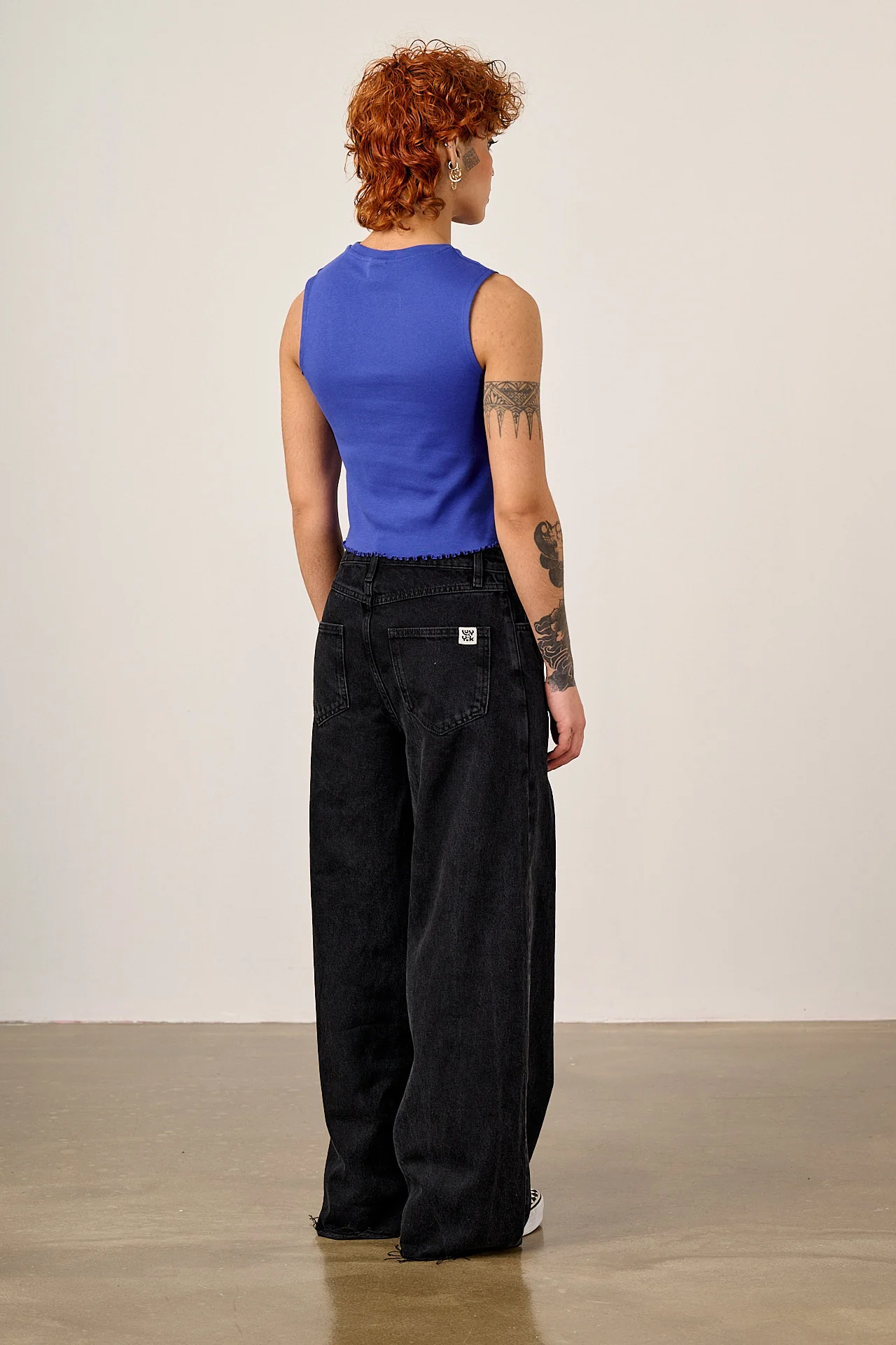 Etta - Cotton Jersey Sleeveless Tank in Dazzling Blue - Image 4