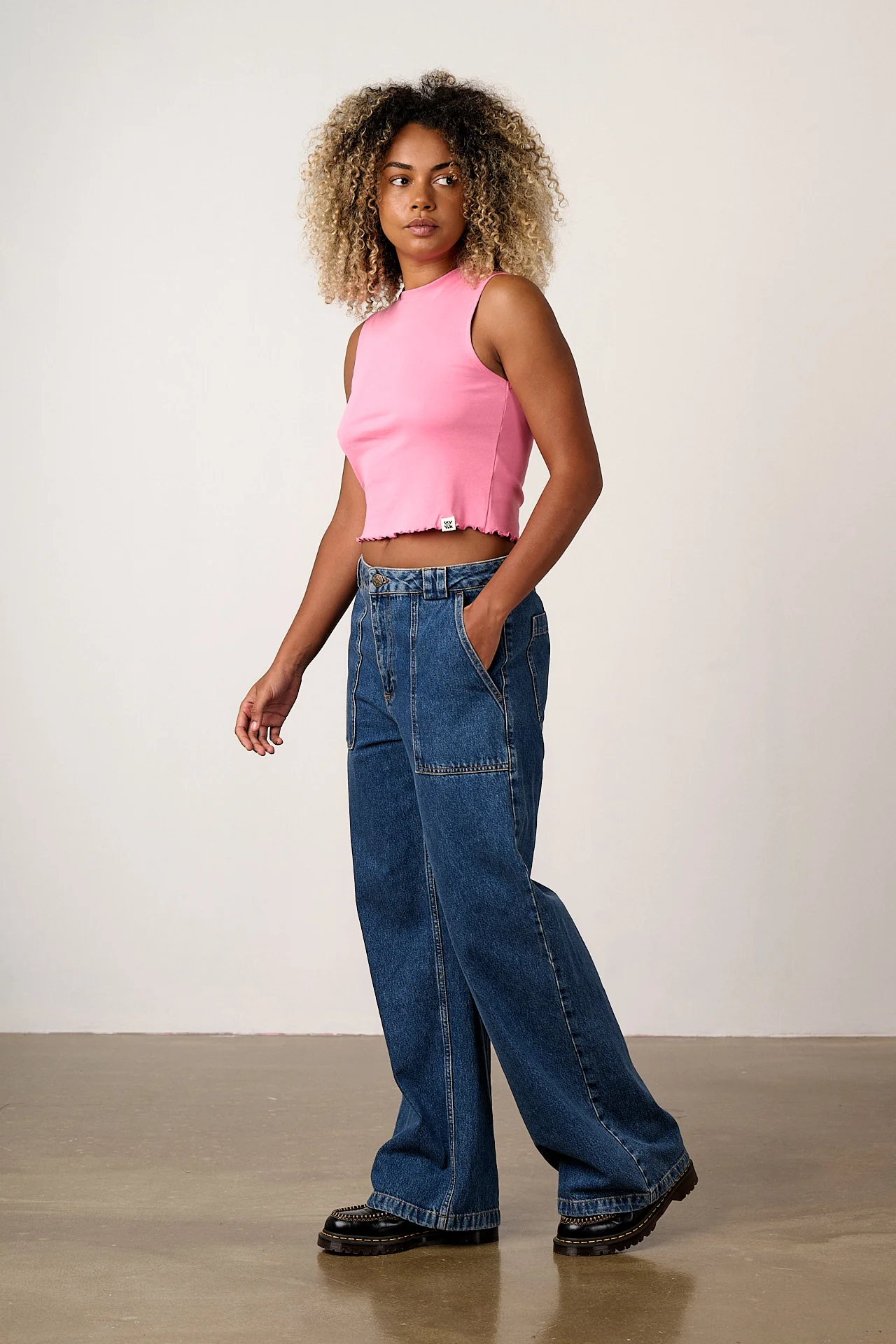 Etta - Cotton Jersey Sleeveless Tank in Pink - Image 5