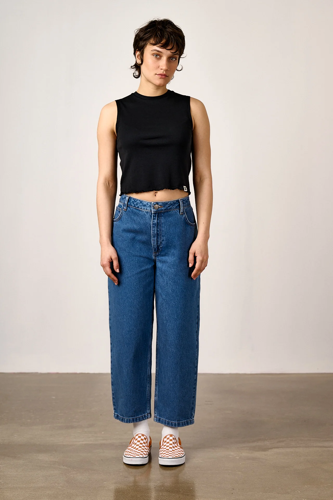 Etta - Cotton Jersey Sleeveless Tank in Black - Image 3