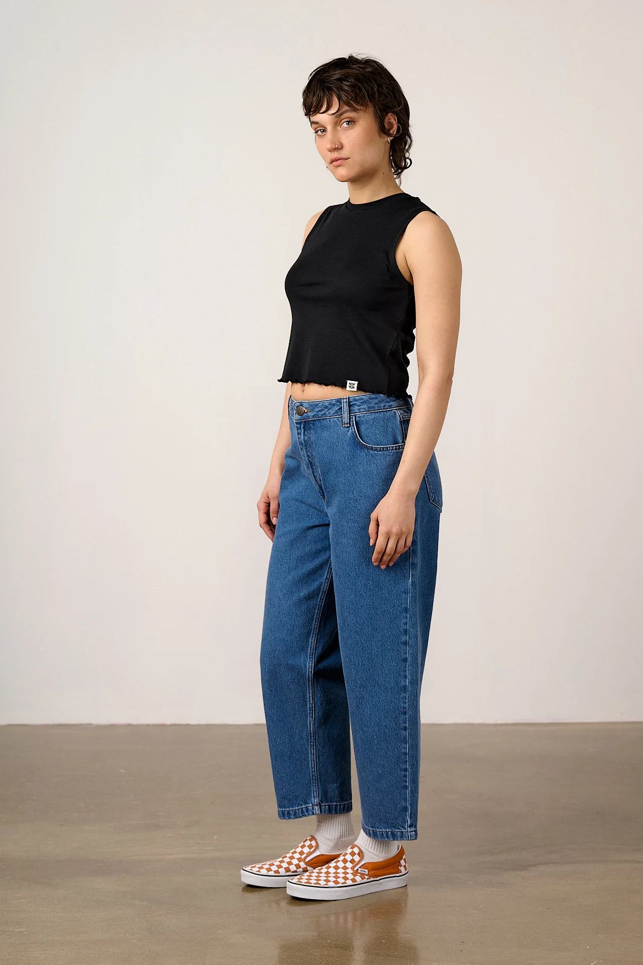 Etta - Cotton Jersey Sleeveless Tank in Black - Image 4