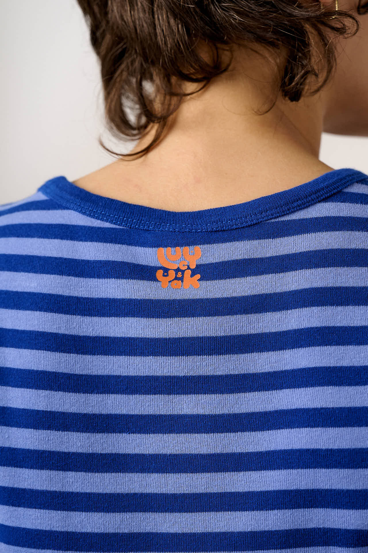 Fenn - Cotton Baby Tee in Navy Carrot Stripe - Image 5