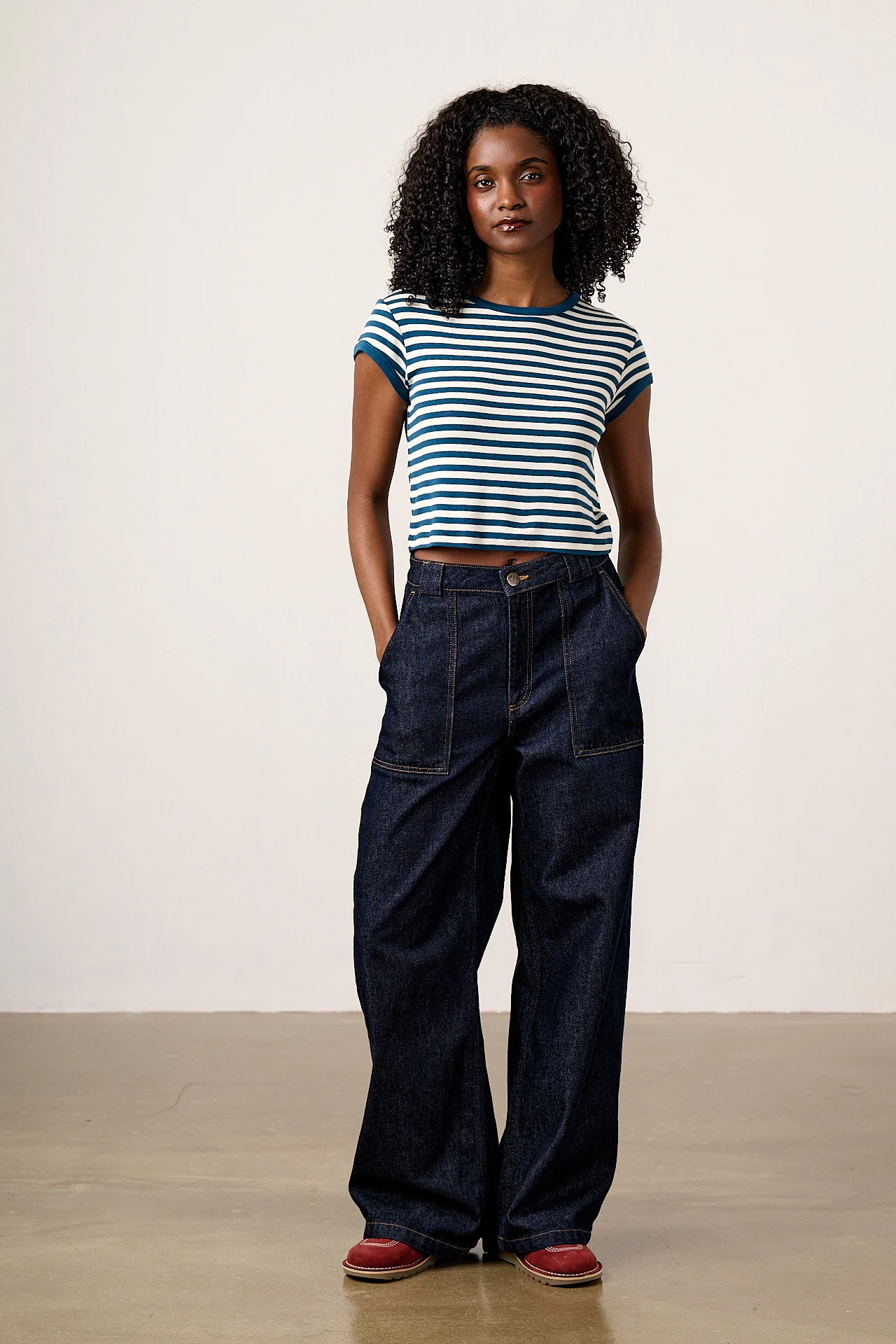 Fenn - Cotton Baby Tee in Navy Stripe - Image 3