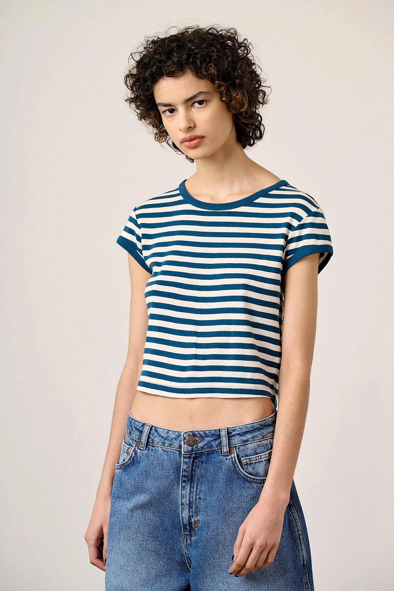 Fenn - Cotton Baby Tee in Navy Stripe - Image 4