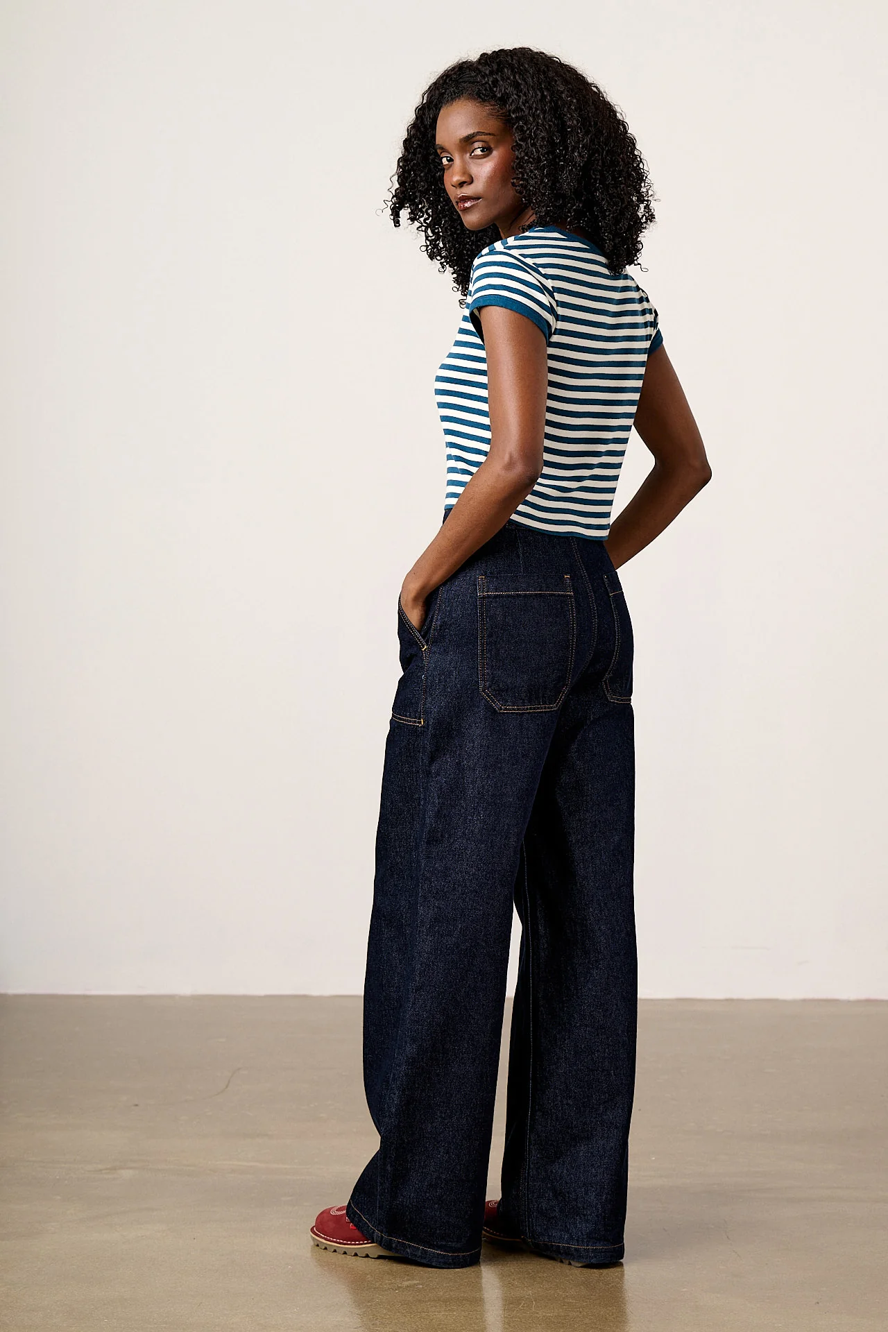 Fenn - Cotton Baby Tee in Navy Stripe - Image 5