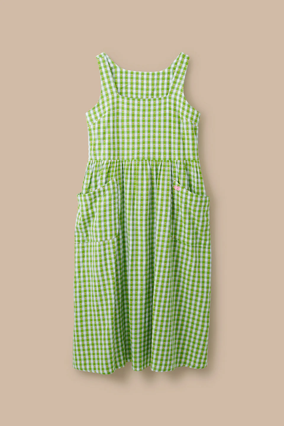 Florie - Cotton Midi Dress in Green & White Tulip Gingham - Image 5