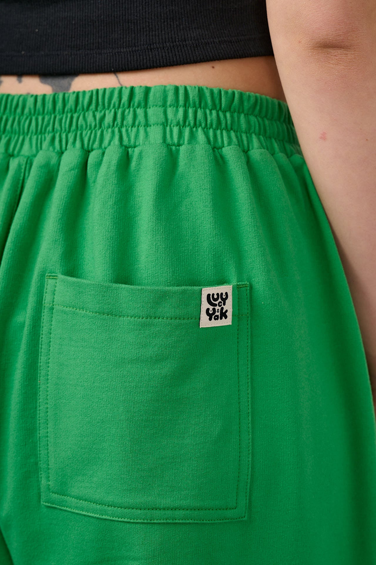 Freddie - Barrel Leg Cotton Jersey Trousers in Kelly Green - Image 4