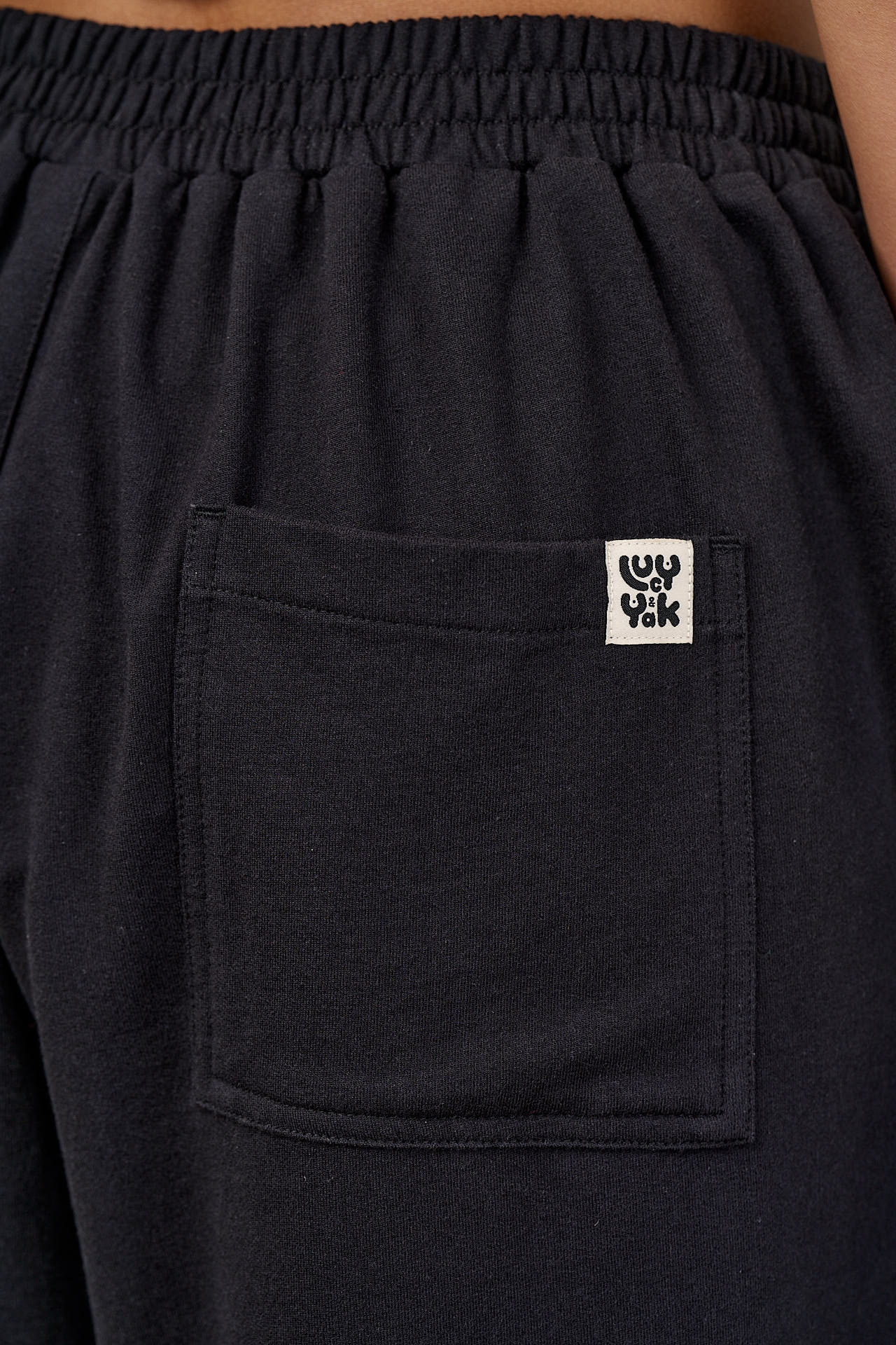 Freddie - Barrel Leg Cotton Jersey Trousers in Black - Image 3