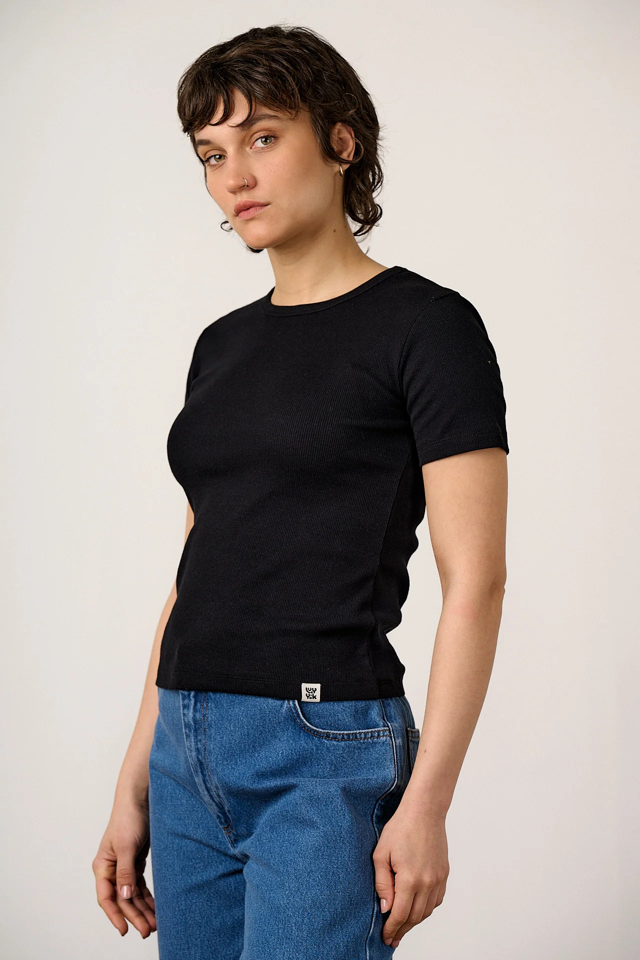Gracie - Cotton T-Shirt in Black - Image 5