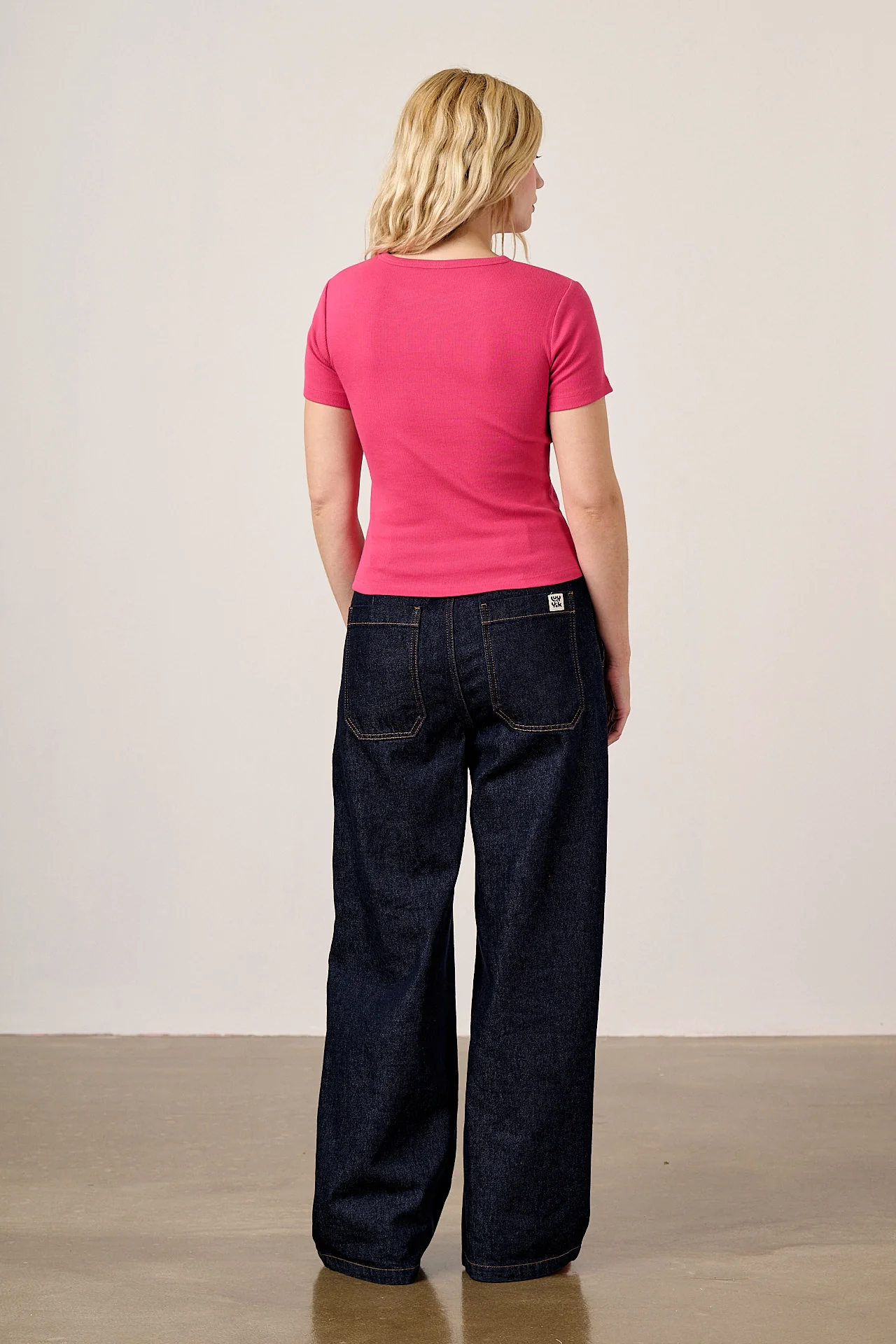 Gracie - Cotton T-Shirt in Fuchsia Rose - Image 3