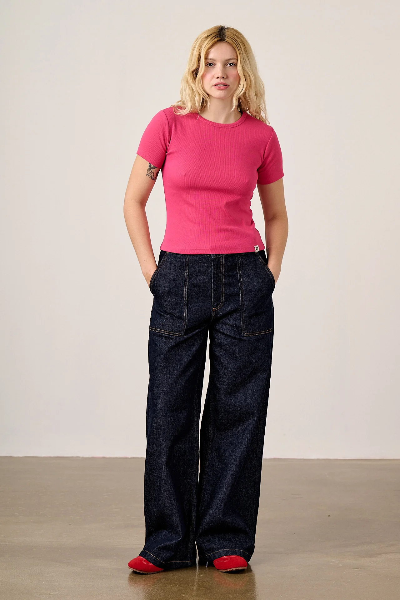Gracie - Cotton T-Shirt in Fuchsia Rose - Image 4